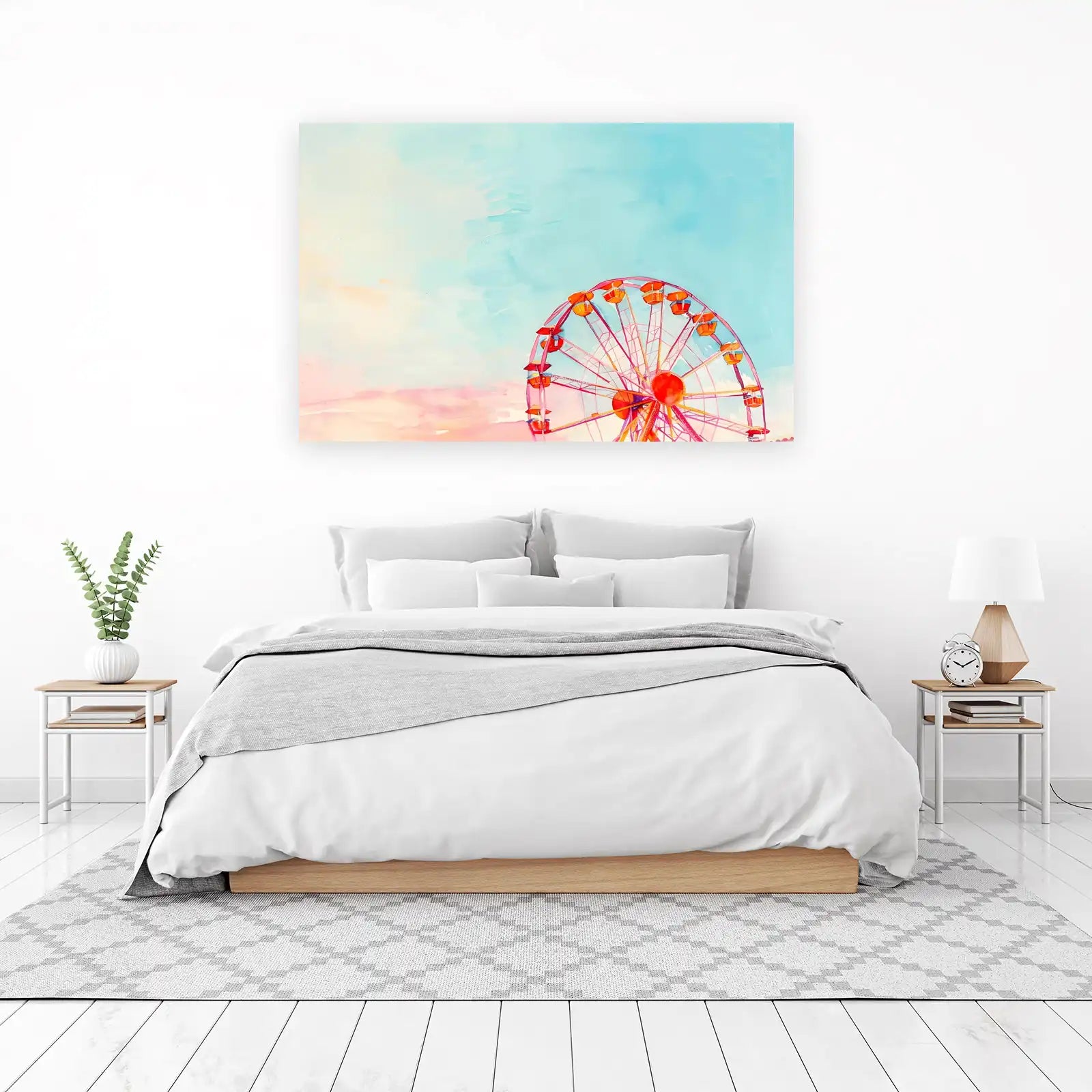 Dreamy Ferris Wheel Watercolor Wall Art
