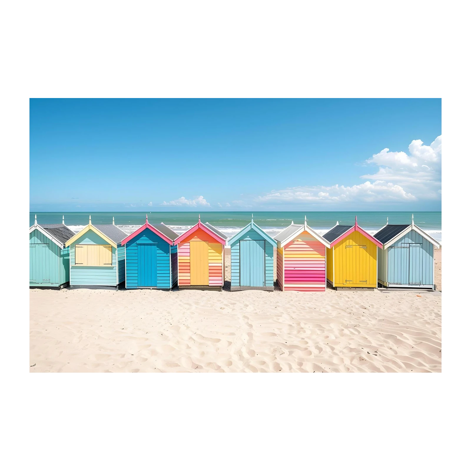 Vibrant Beach Huts Coastal Wall Art