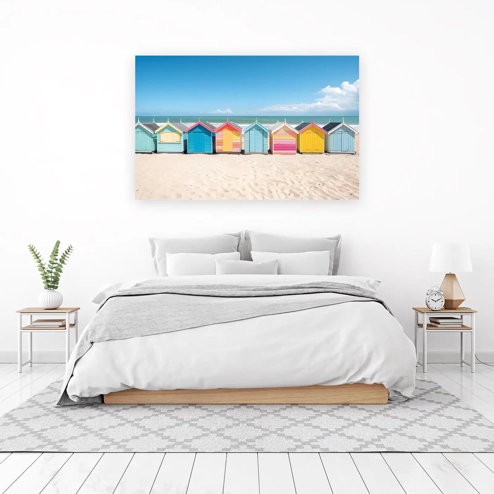 Vibrant Beach Huts Coastal Wall Art