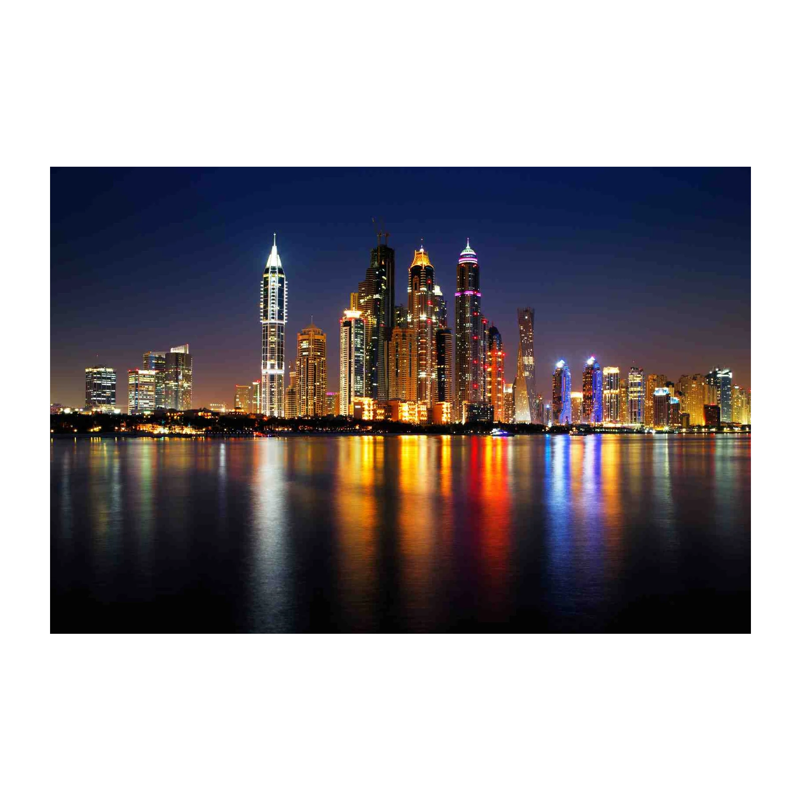 Dubai Skyline Night View Wall Art