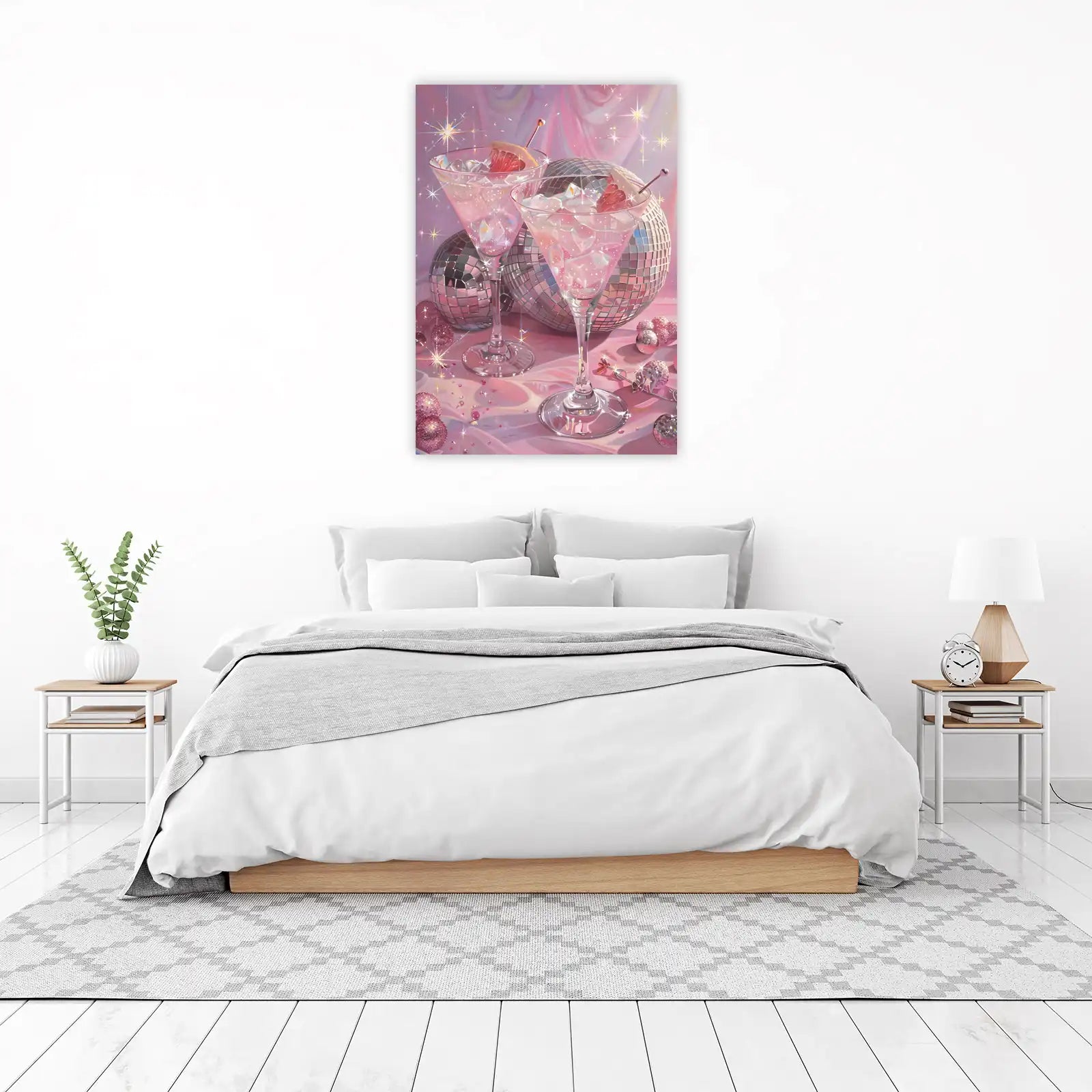 Sparkling Pink Martini Disco Ball Wall Art