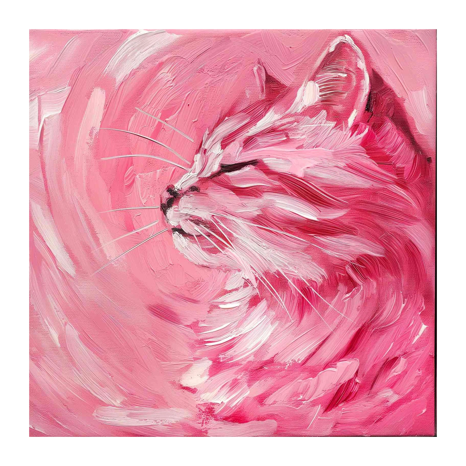 Dreamy Pink Cat Face Wall Art for Cozy Spaces