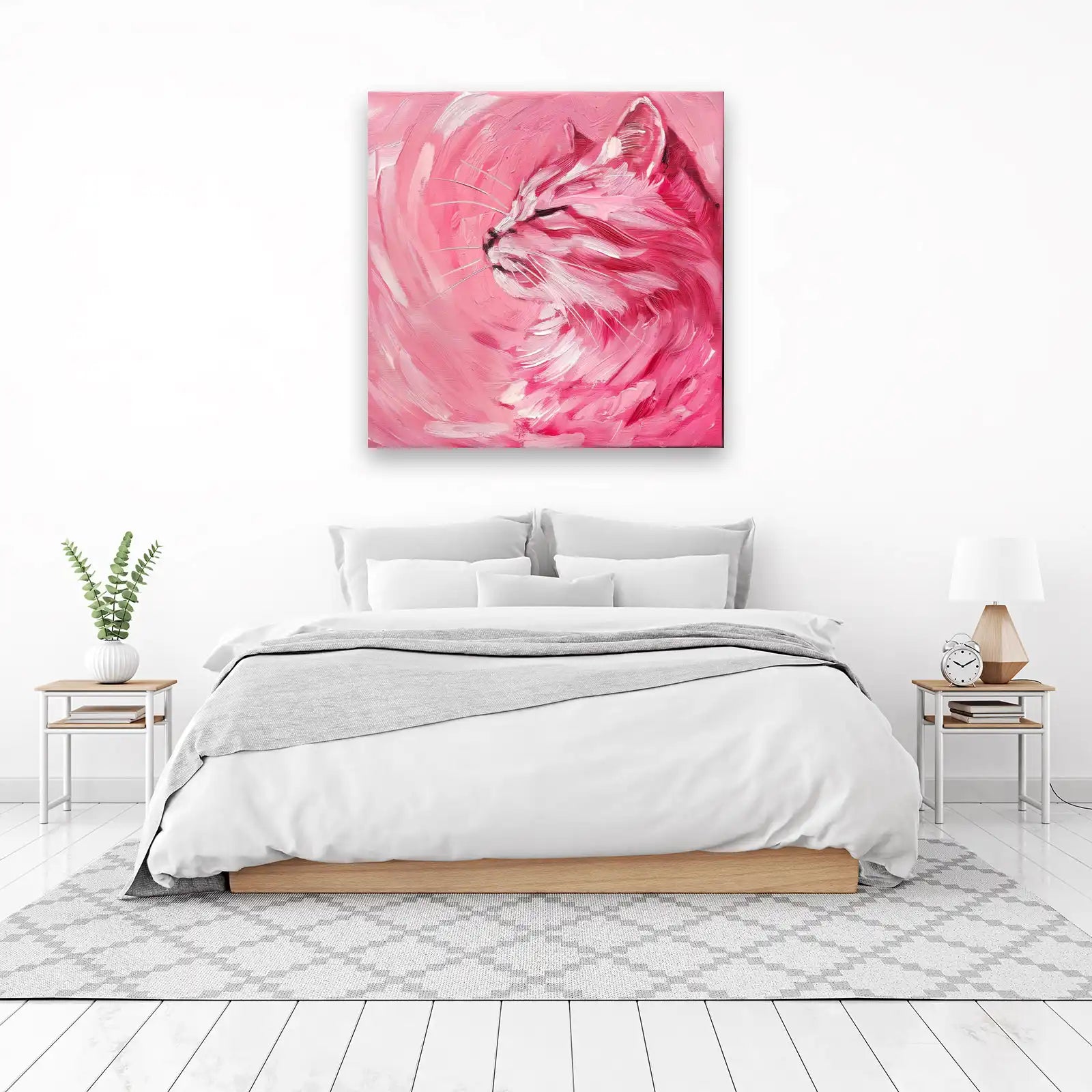 Dreamy Pink Cat Face Wall Art for Cozy Spaces