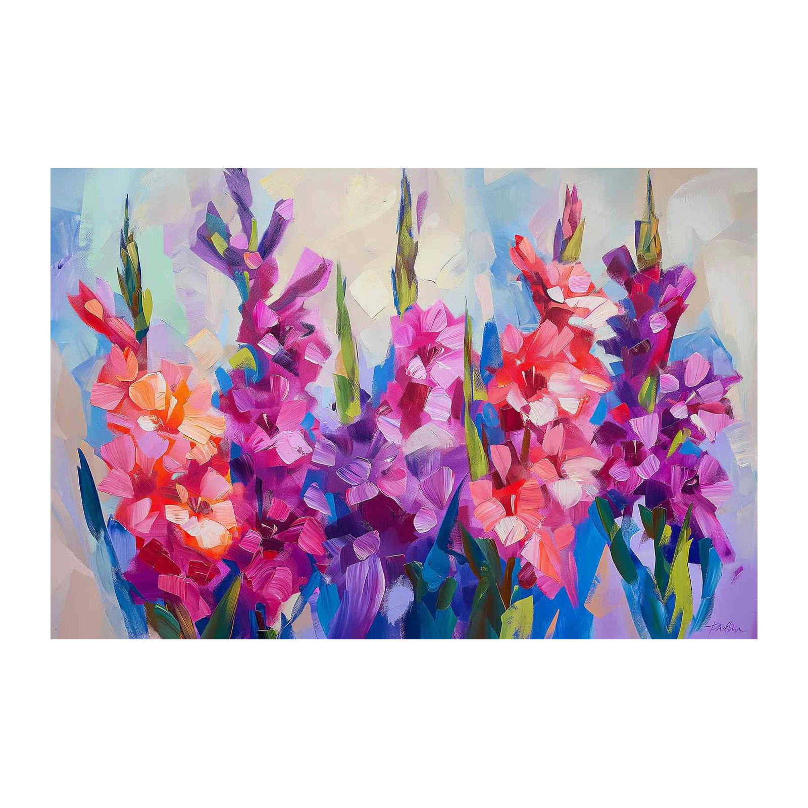 Vibrant Gladiolus Floral Impressionist Wall Art