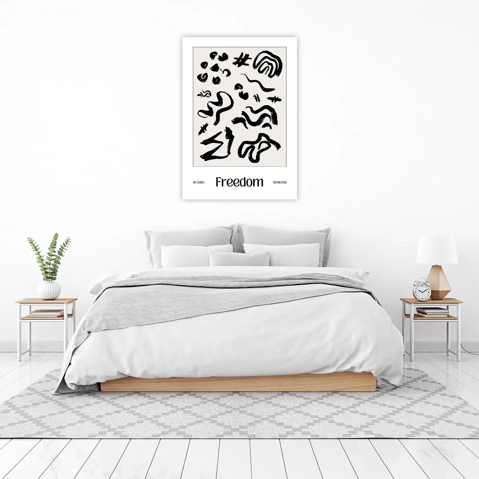 Abstract Black & White Brushstroke Wall Art