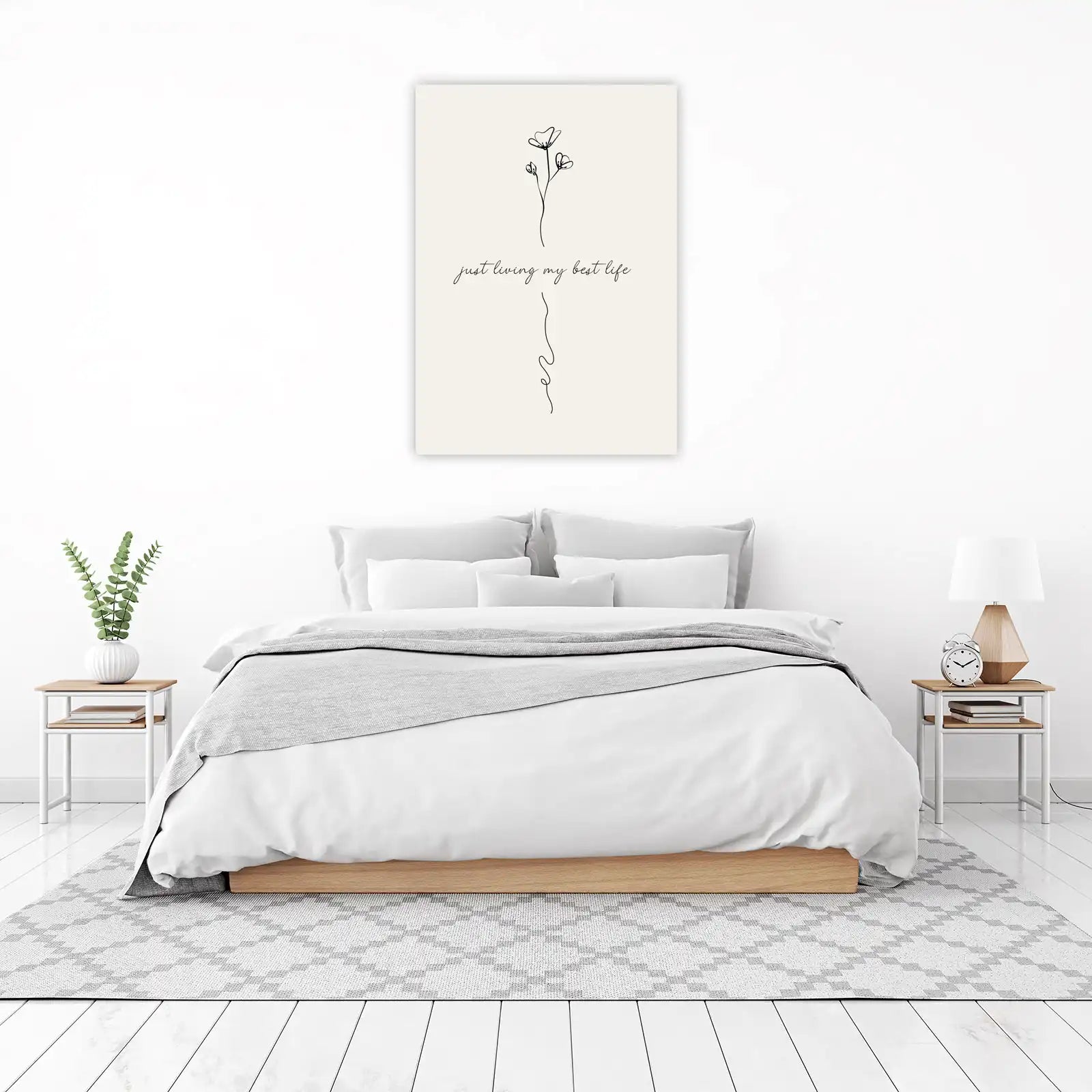 Minimalist Floral "Best Life" Quote Wall Art