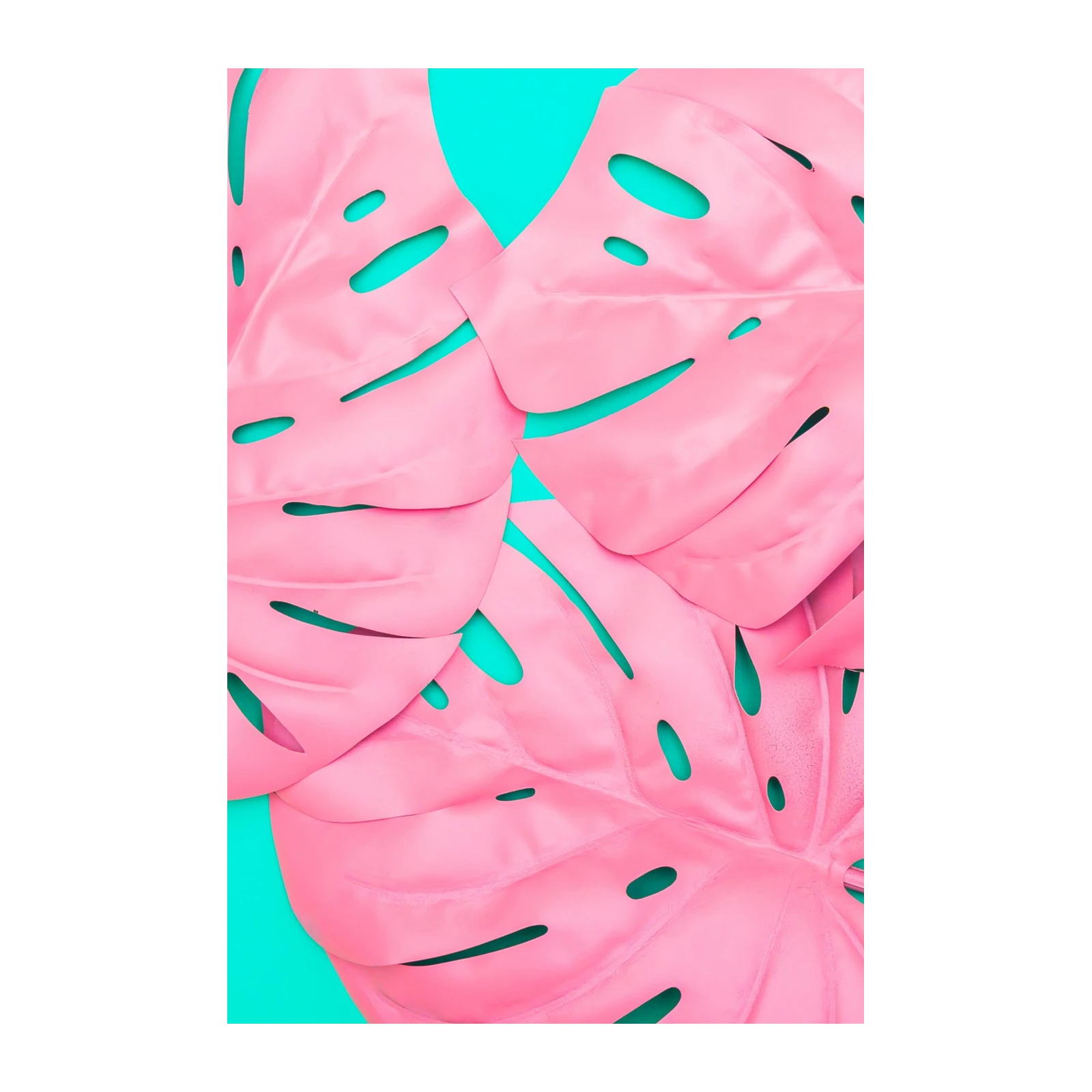 Pink Monstera Tropical Leaves Wall Art