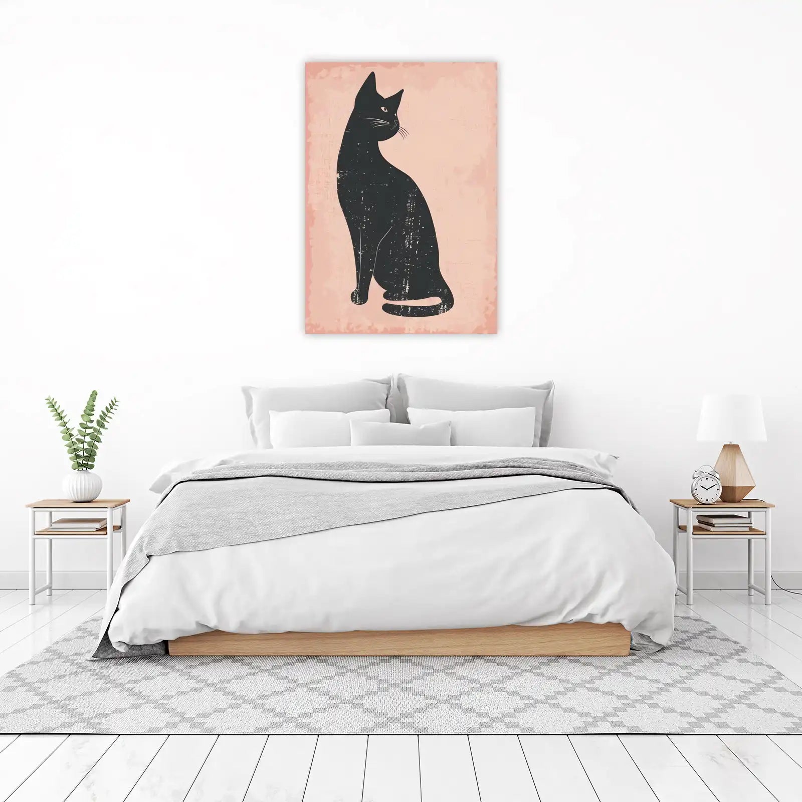 Chic Black Cat Silhouette Vintage Charm Wall Art