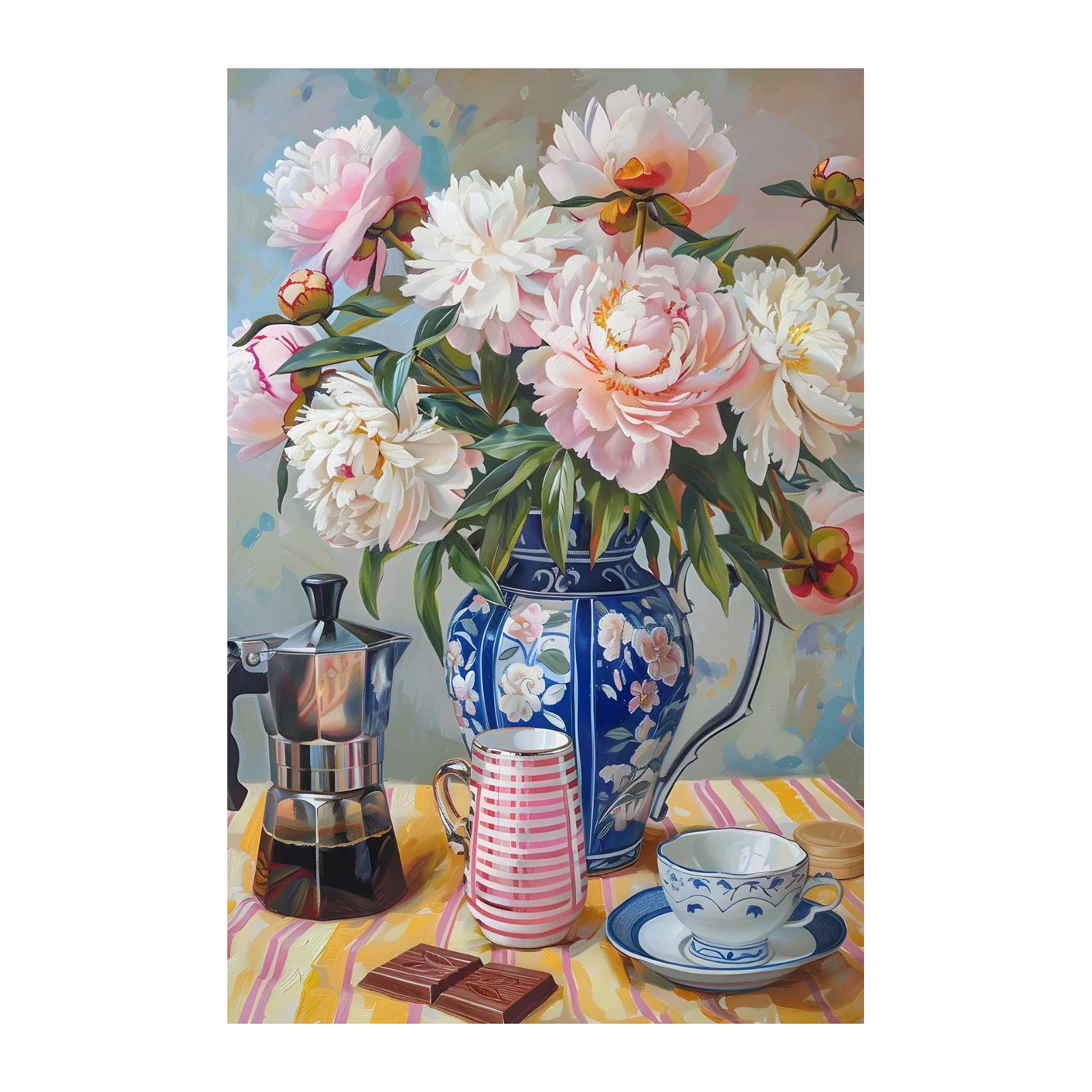 Peony Coffee Still Life Wall Art