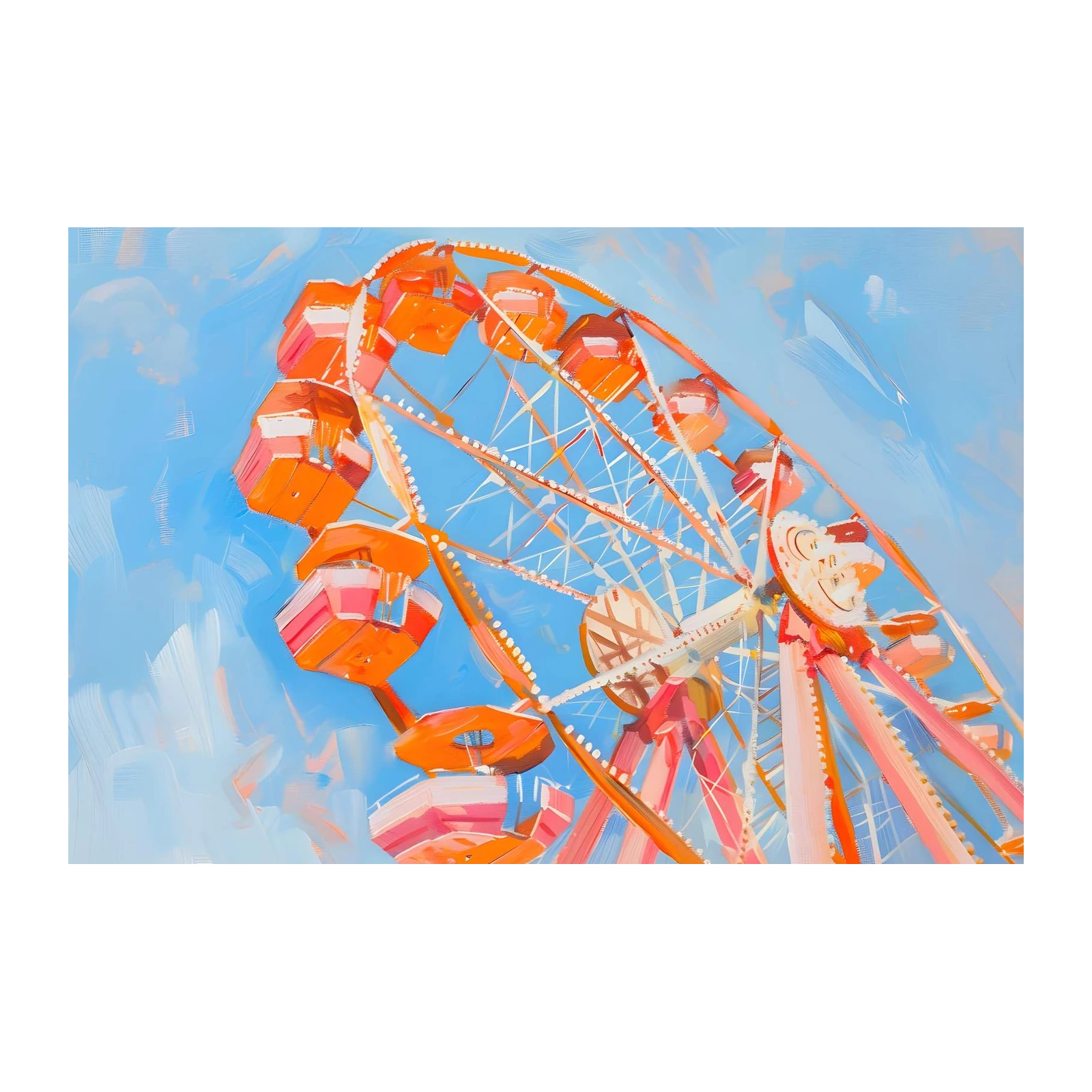 Vibrant Ferris Wheel Wall Art - Amusement Park Art