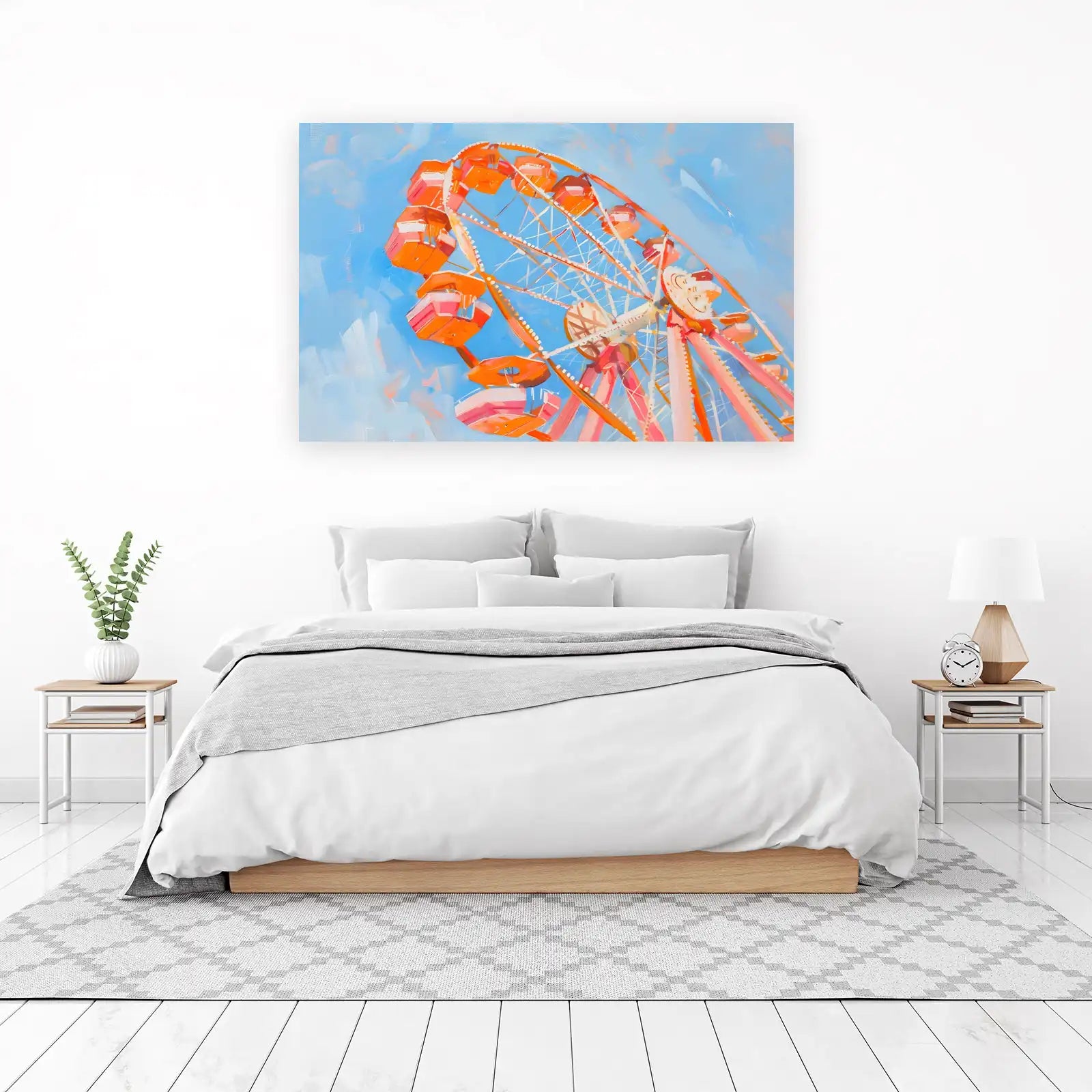 Vibrant Ferris Wheel Wall Art - Amusement Park Art