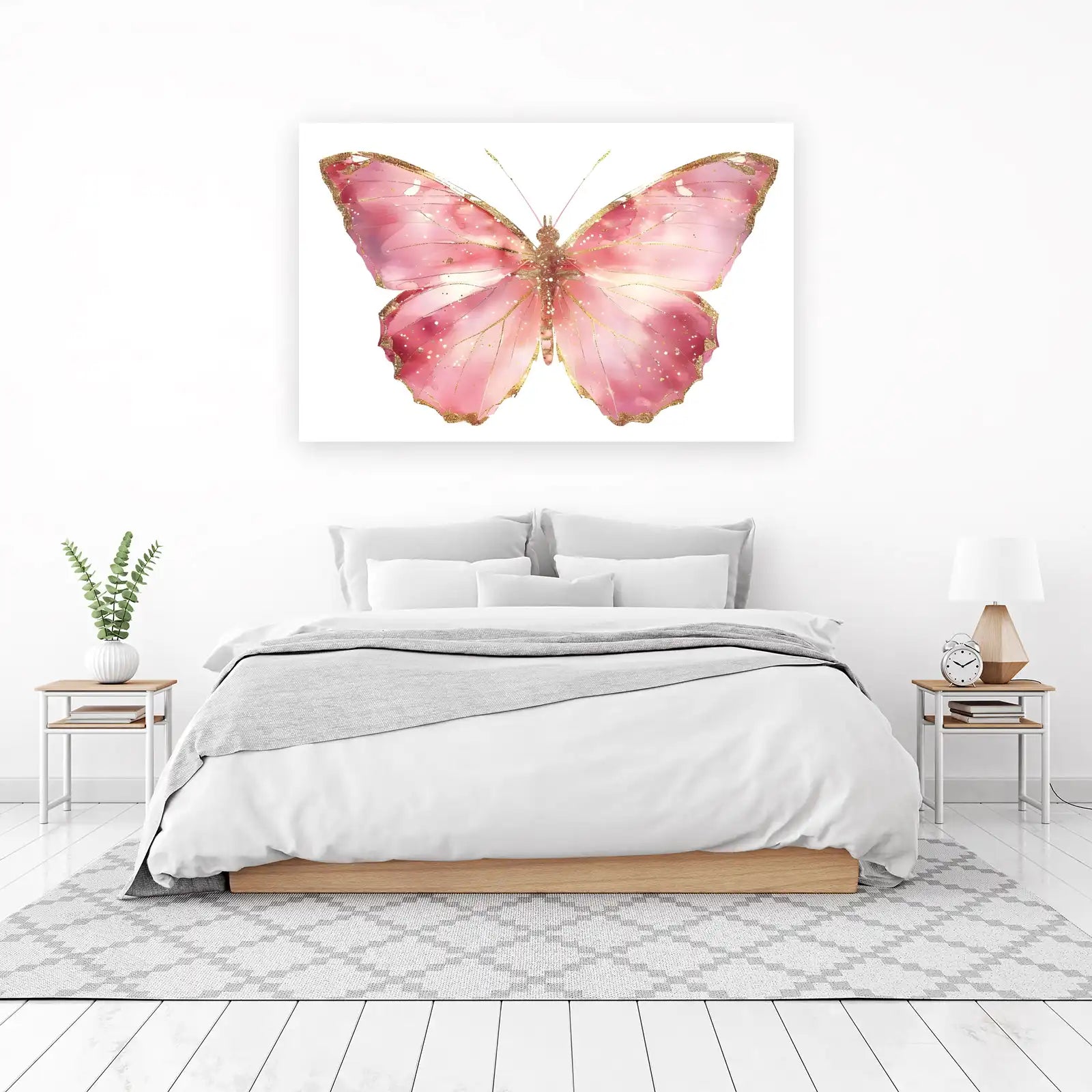 Shimmering Pink Butterfly Wall Art Wall Art