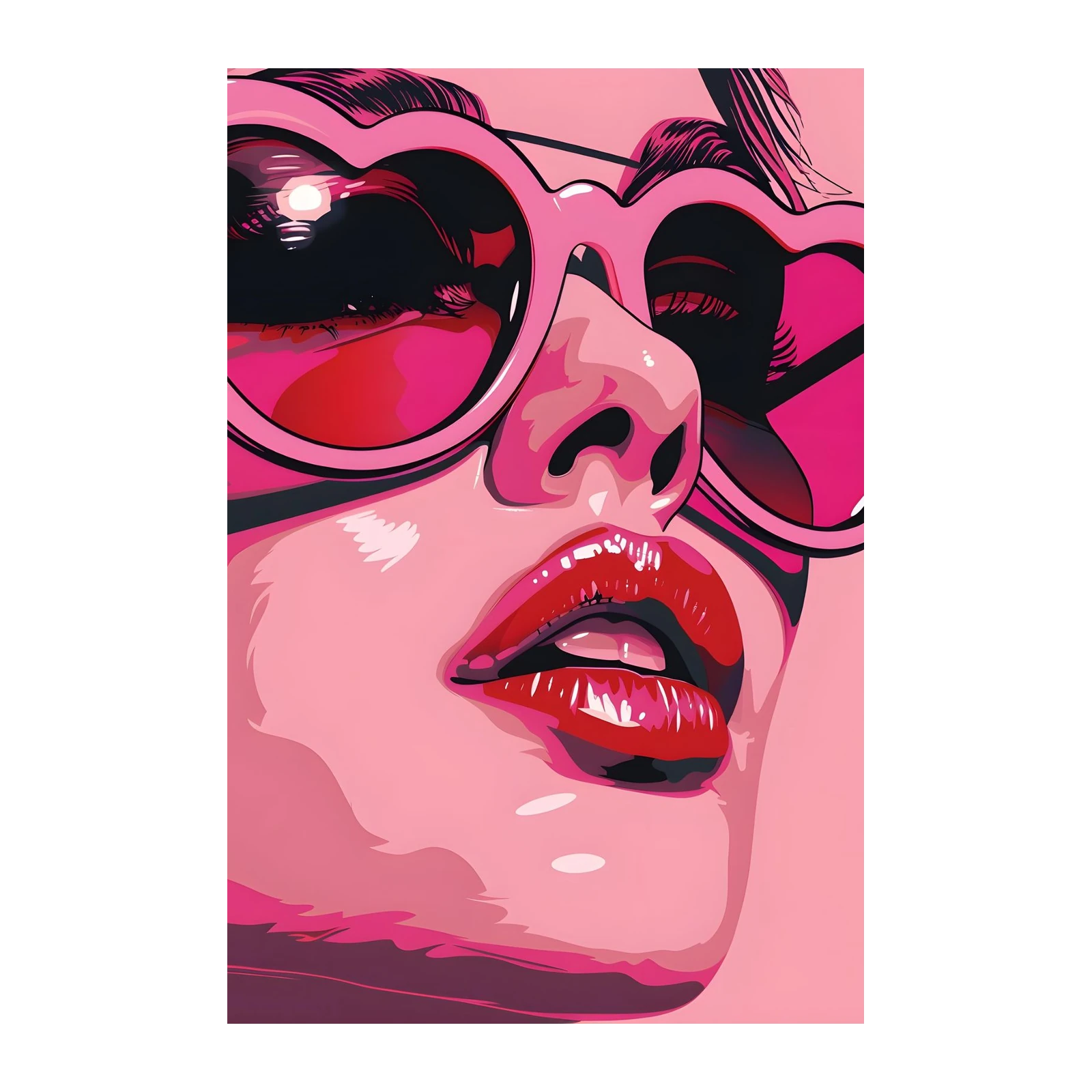 Pop Art Pink Heart Sunglasses Babe Wall Art