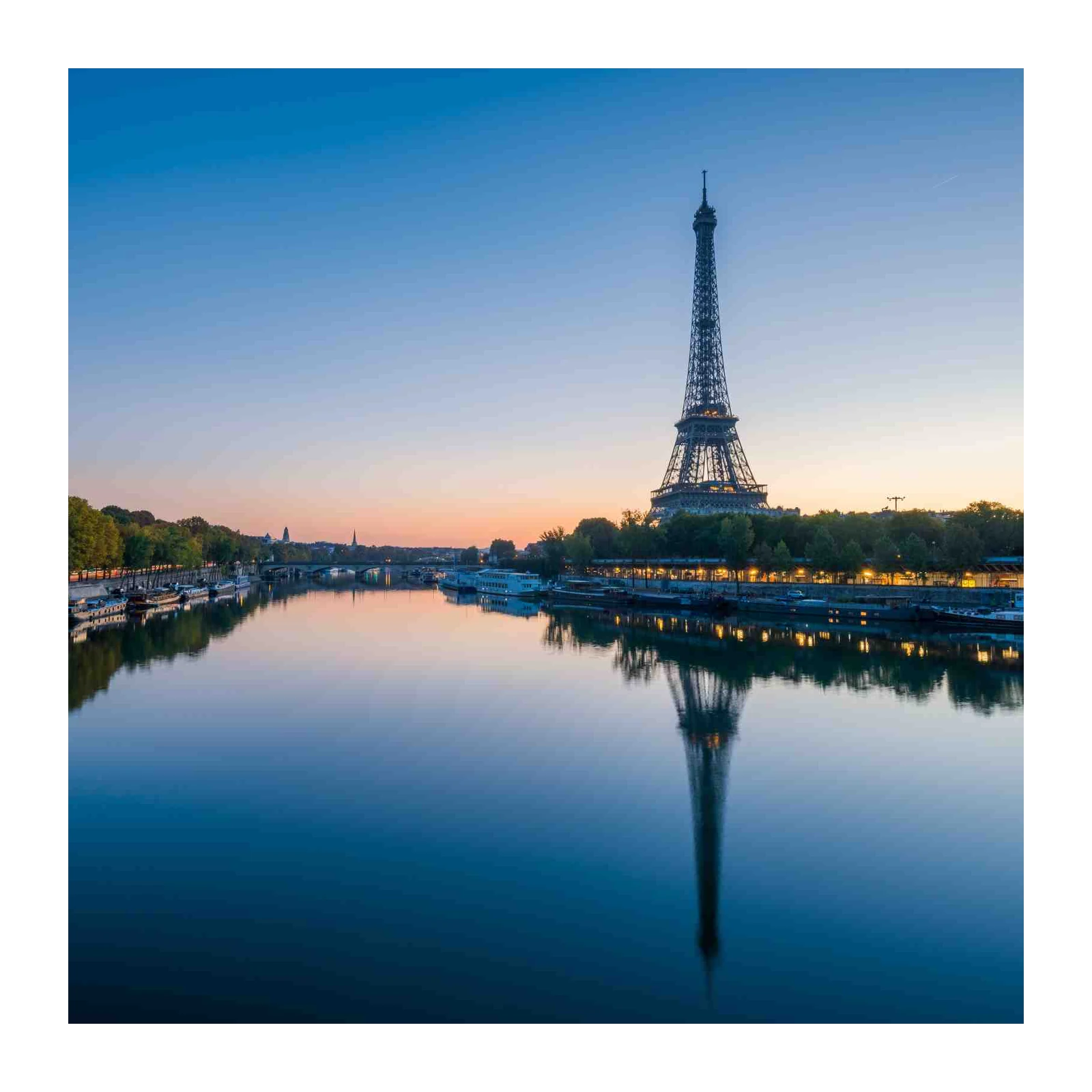 Eiffel Tower Paris Seine River Dusk Wall Art