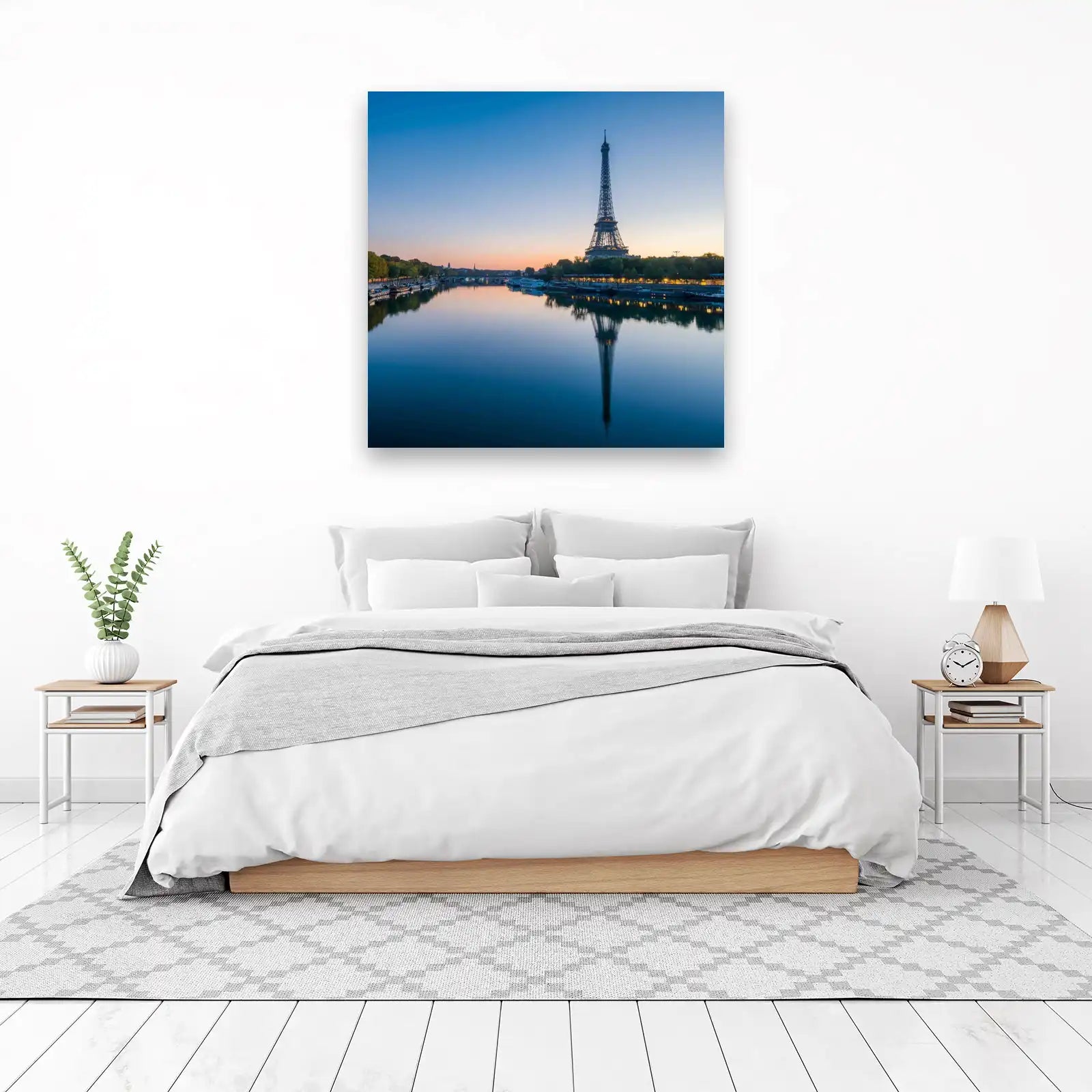 Eiffel Tower Paris Seine River Dusk Wall Art