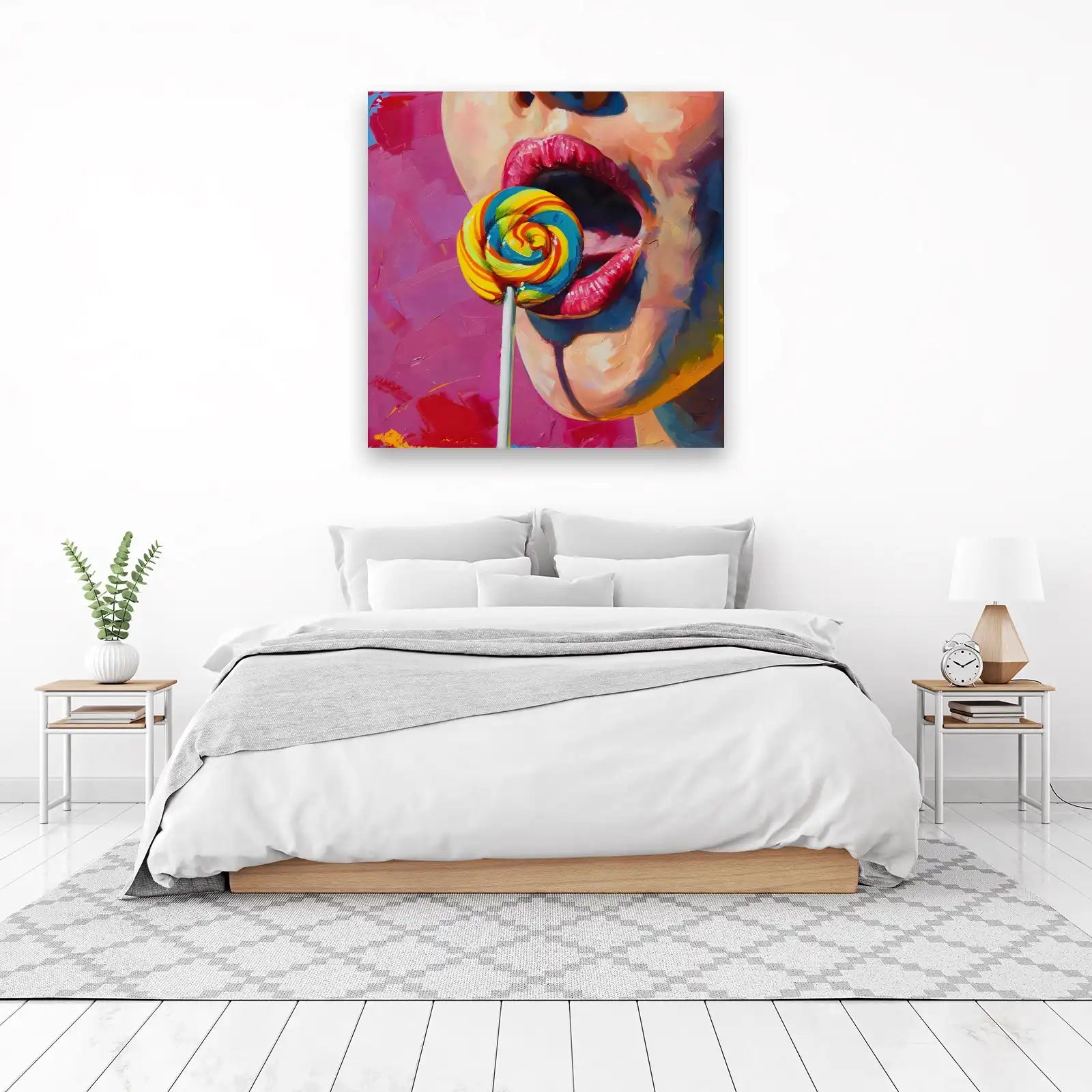 Vibrant Lollipop Lips Pop Art Wall Art
