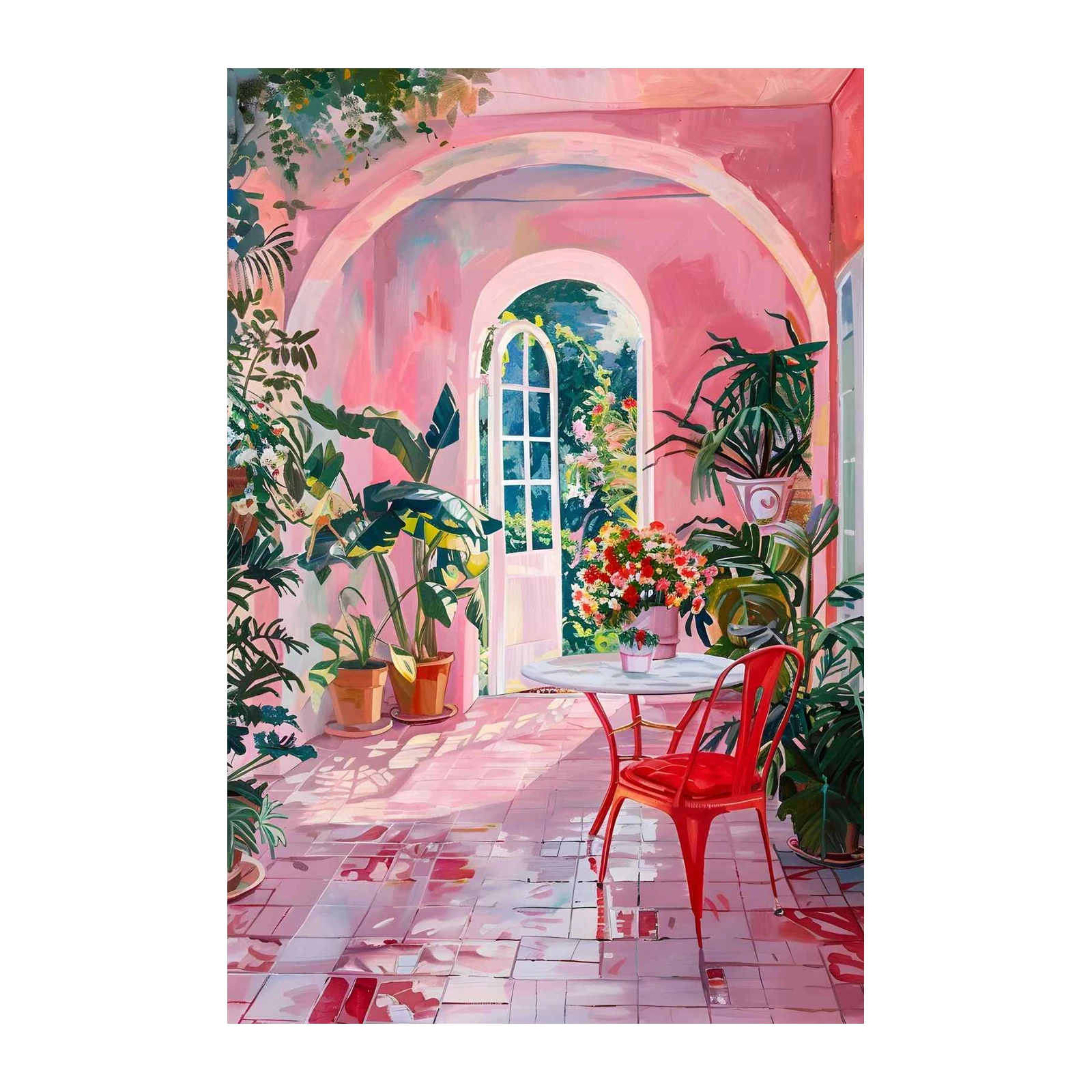 Vibrant Pink Patio Garden Arch Wall Art