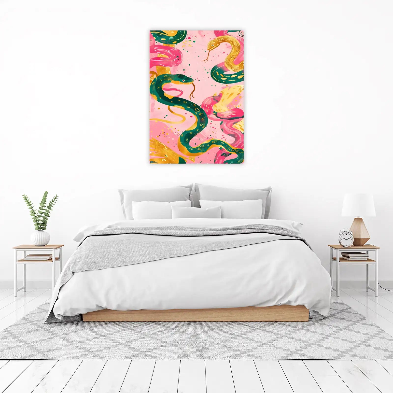 Vibrant Snake Swirls & Gold Accents Wall Art