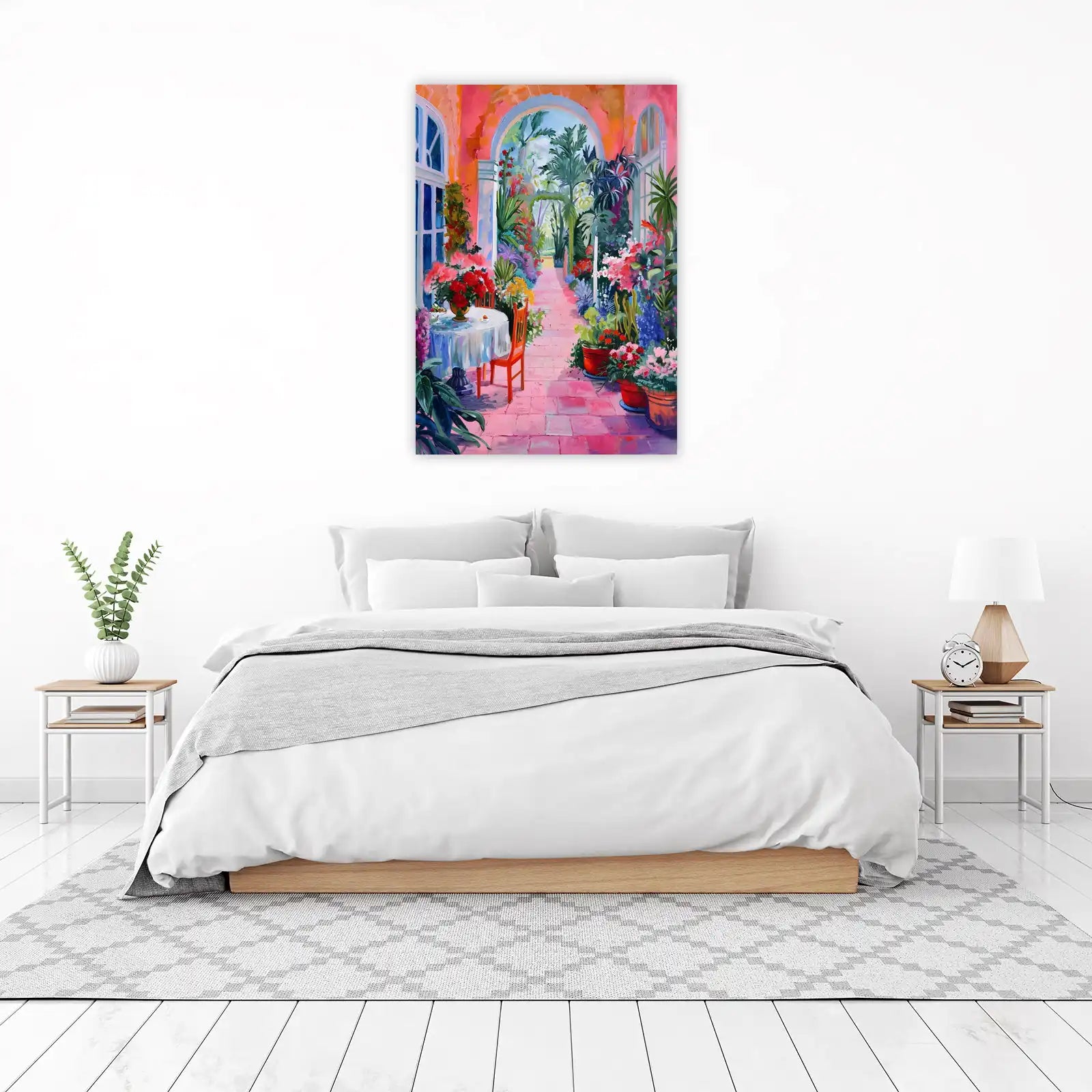 Vibrant Garden Terrace Oil Painting Wall Art