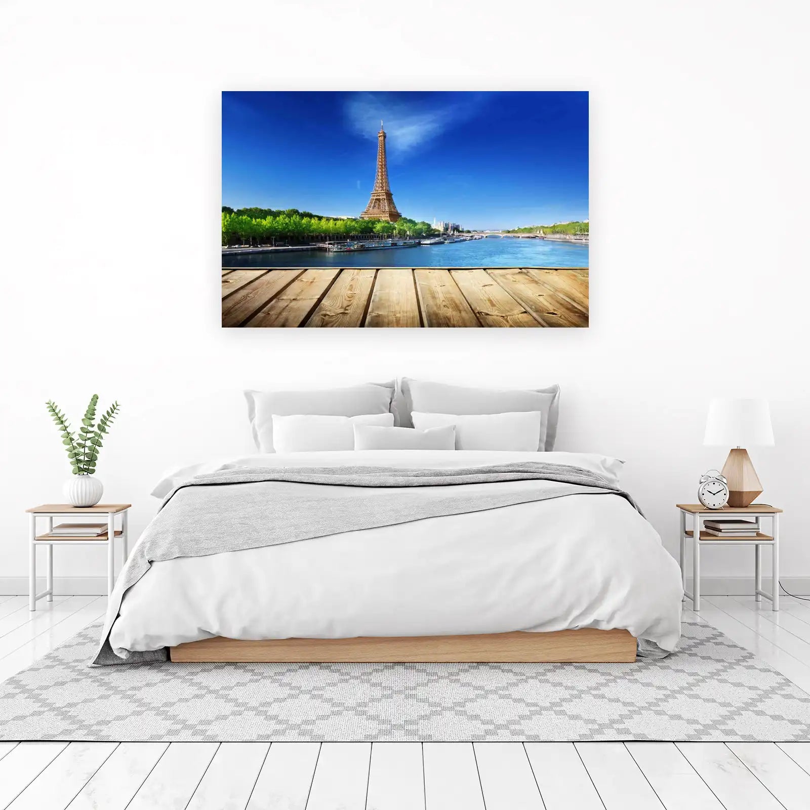Eiffel Tower Paris River Scene Wall Art