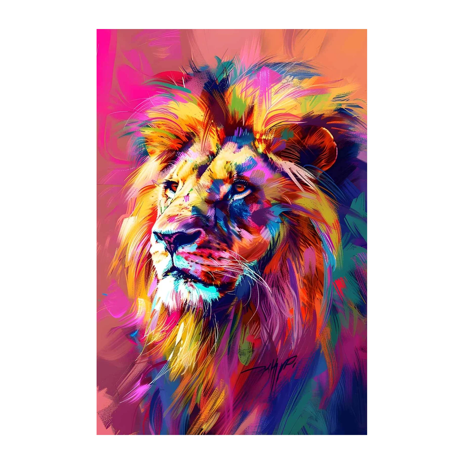 Vibrant Lion King Abstract Art Wall Art