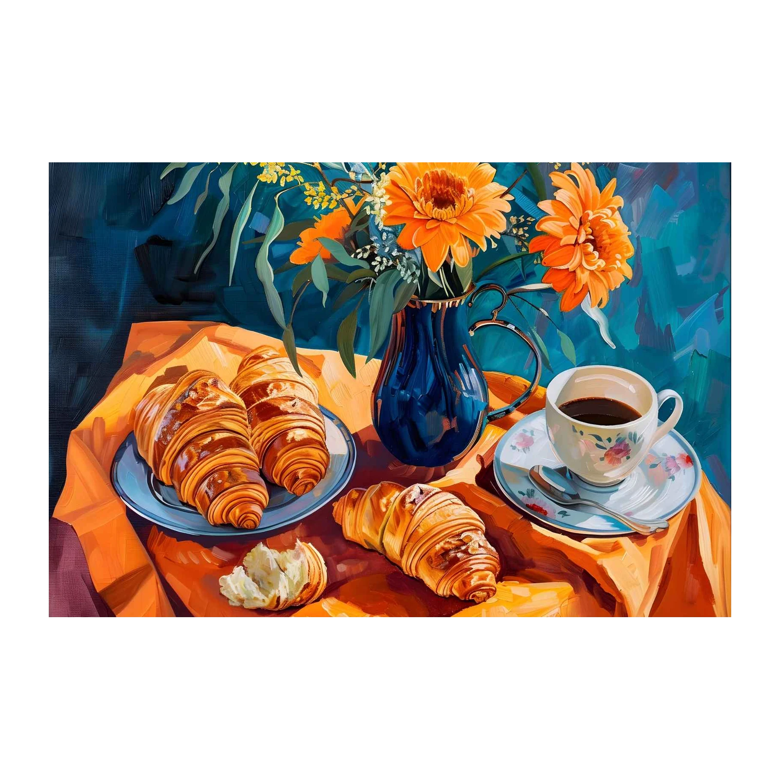 Vibrant Croissant Still Life Wall Art