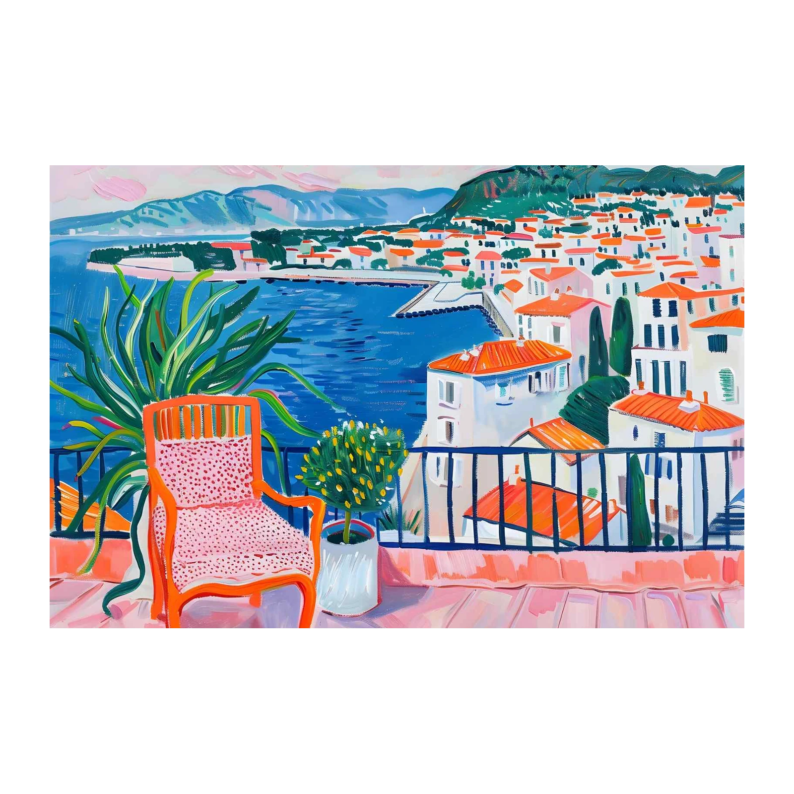 Vibrant Mediterranean Balcony Wall Art