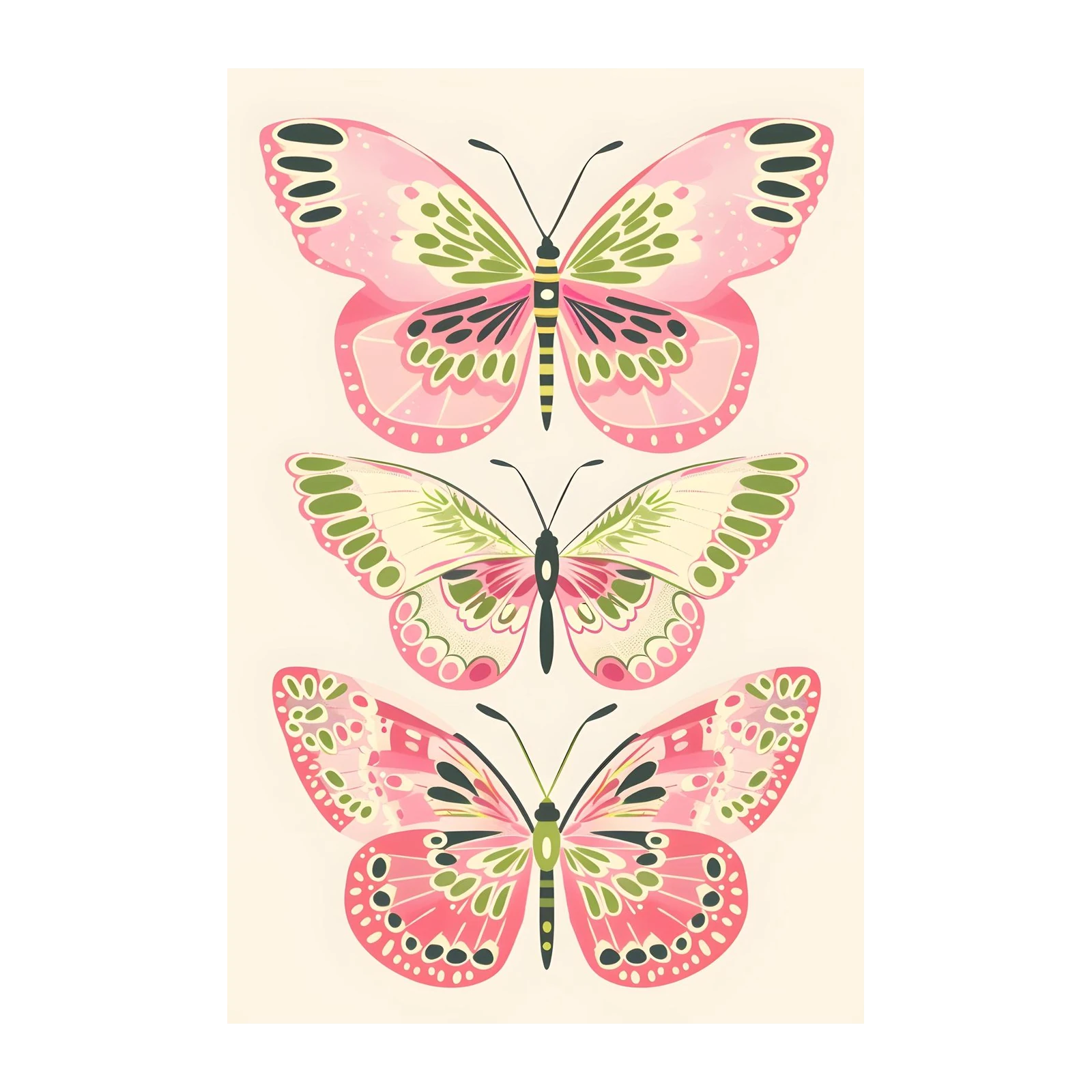 Pink Butterfly Trio Art Wall Art
