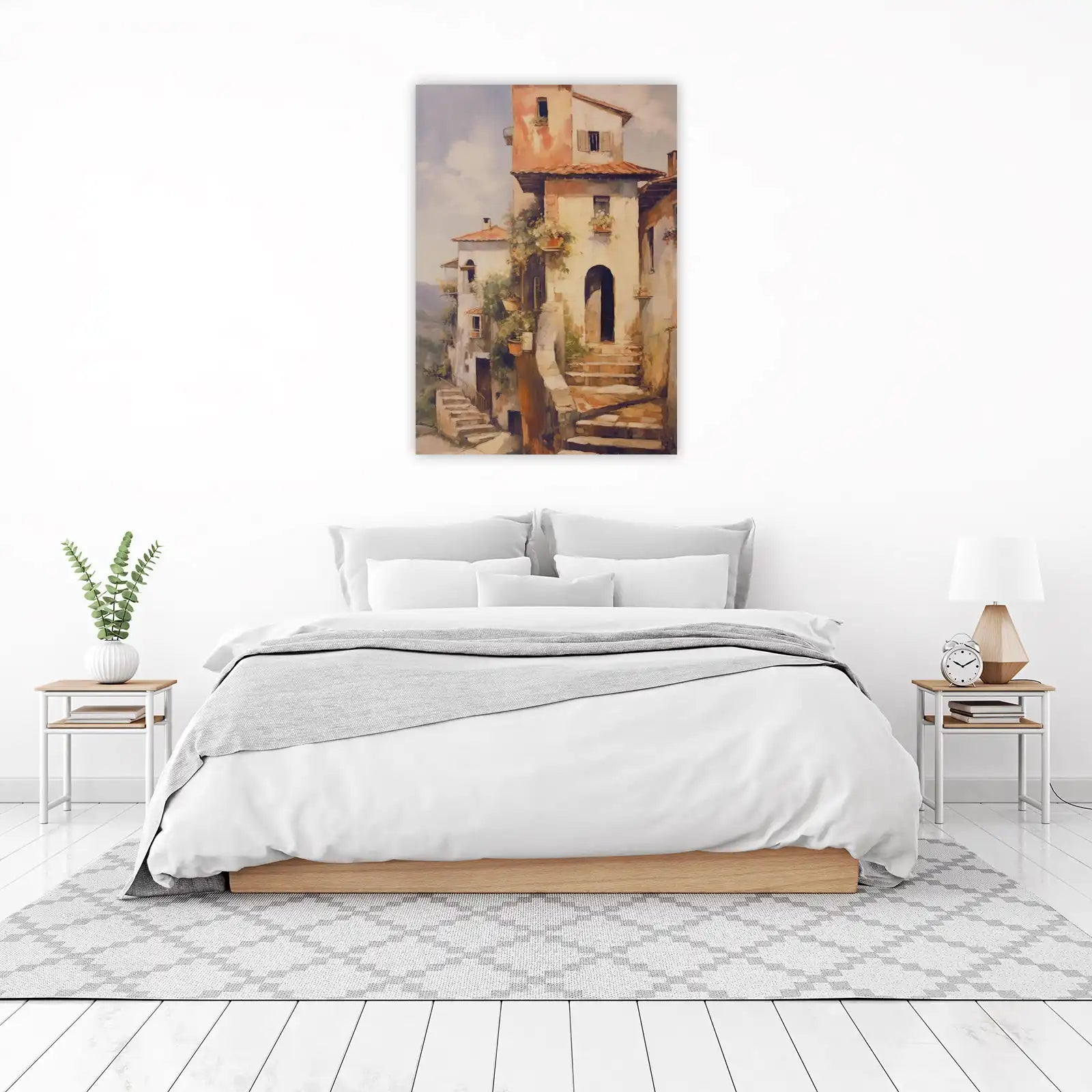 Charming Italian Village Street Scene Wall Art