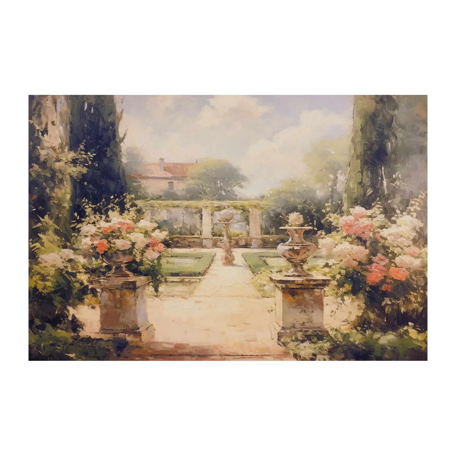 Serene Italian Garden Landscape Wall Art