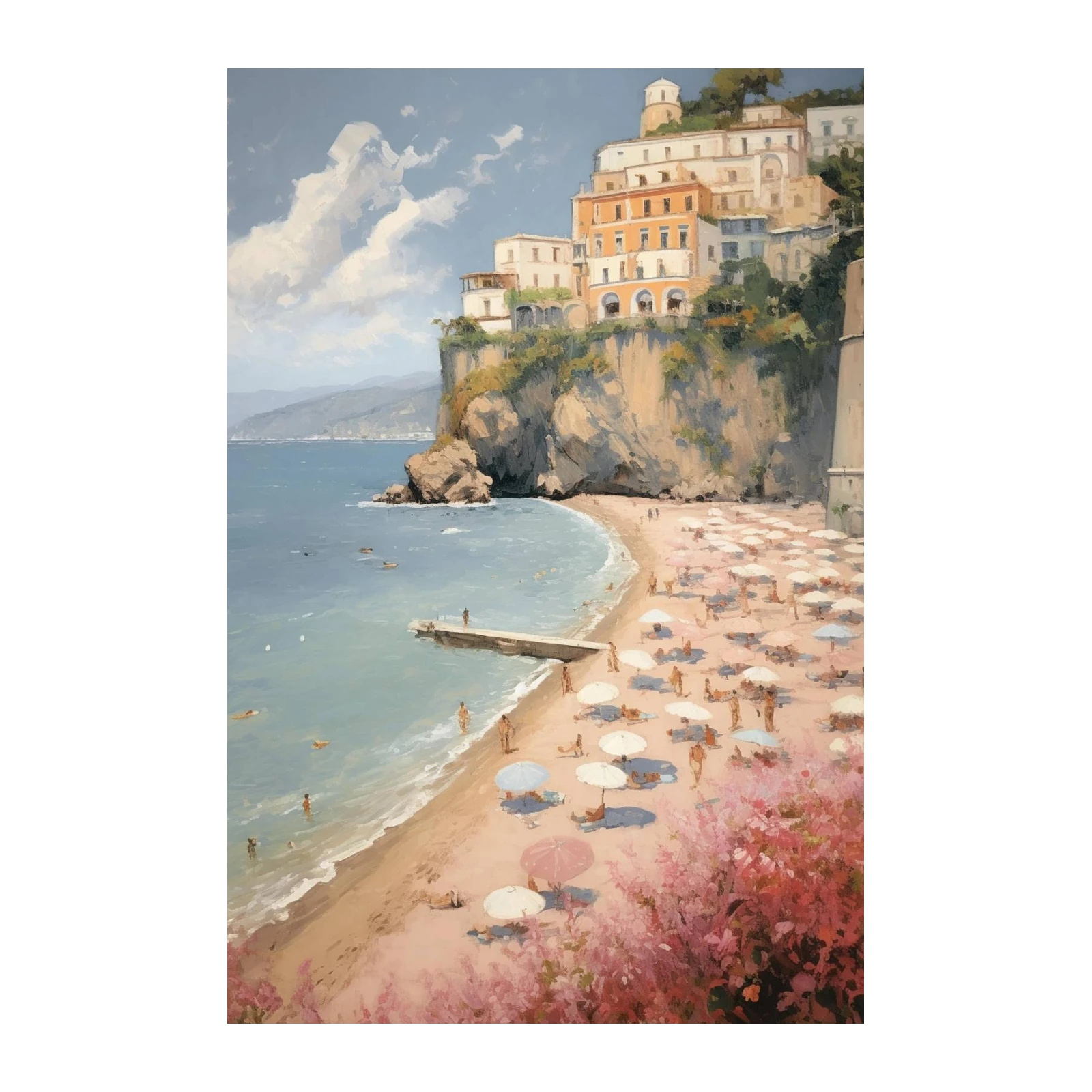 Amalfi Coast Beach Scene Wall Art