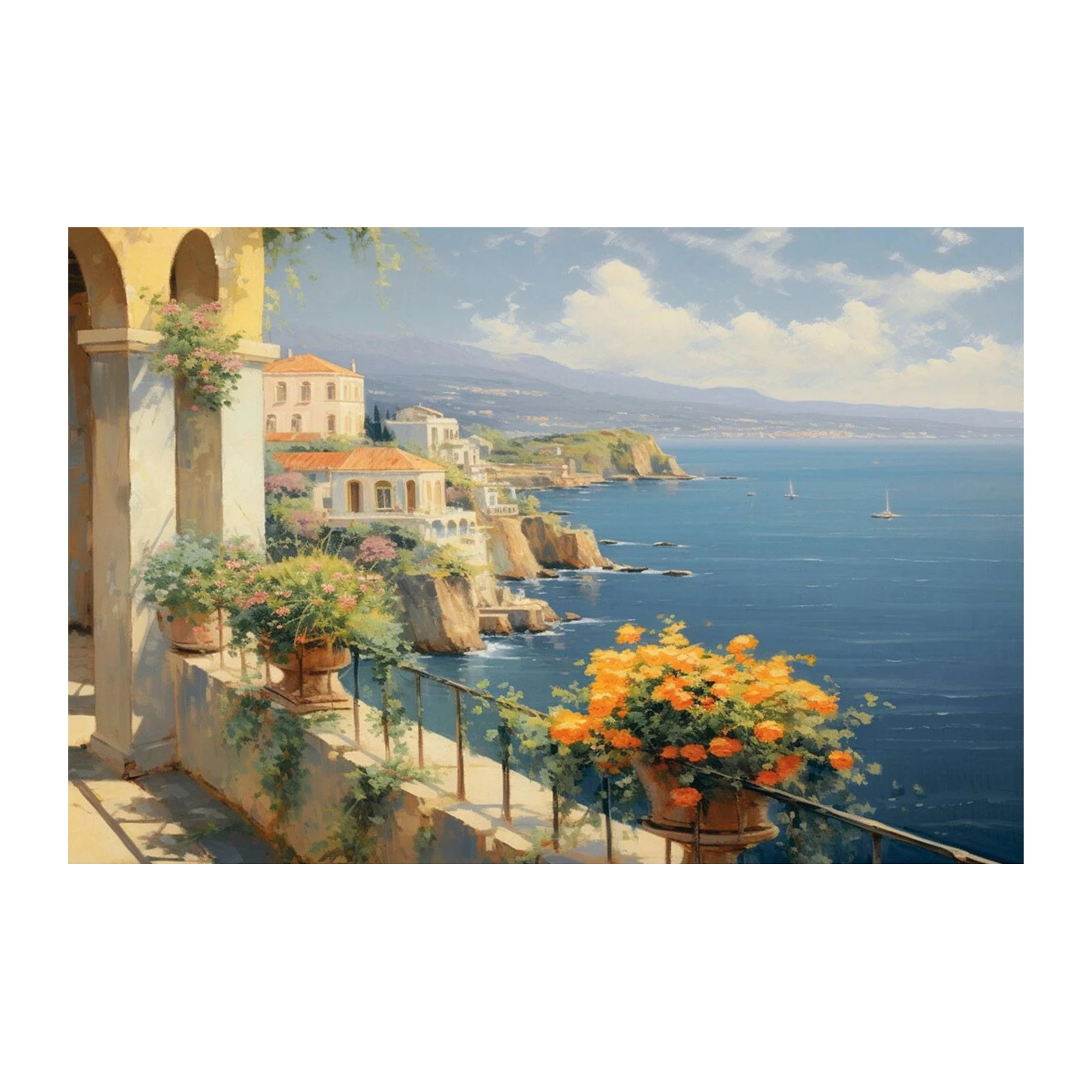 Italian Riviera Balcony Seascape Wall Art