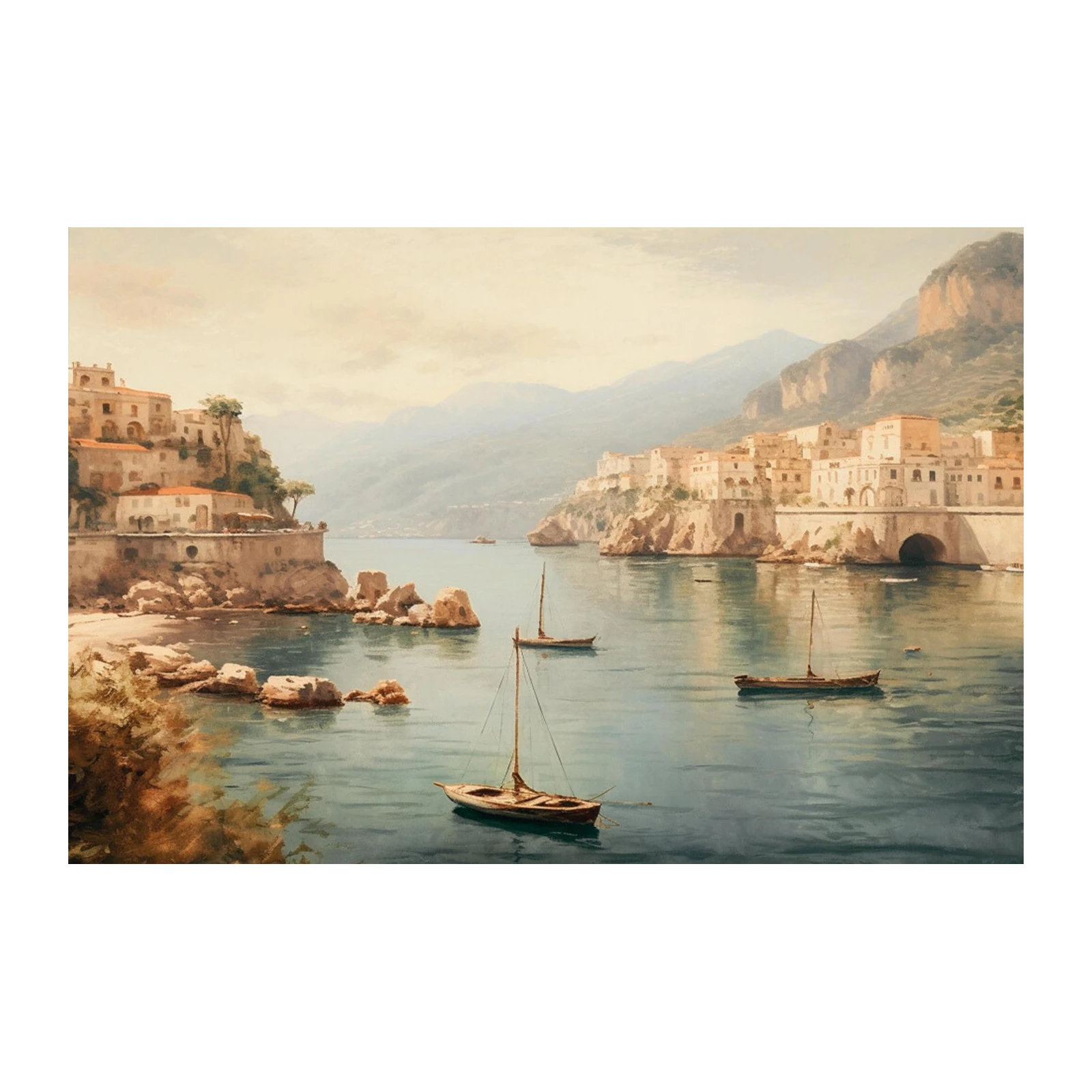 Amalfi Coast Sailboats Coastal Serenity Wall Art