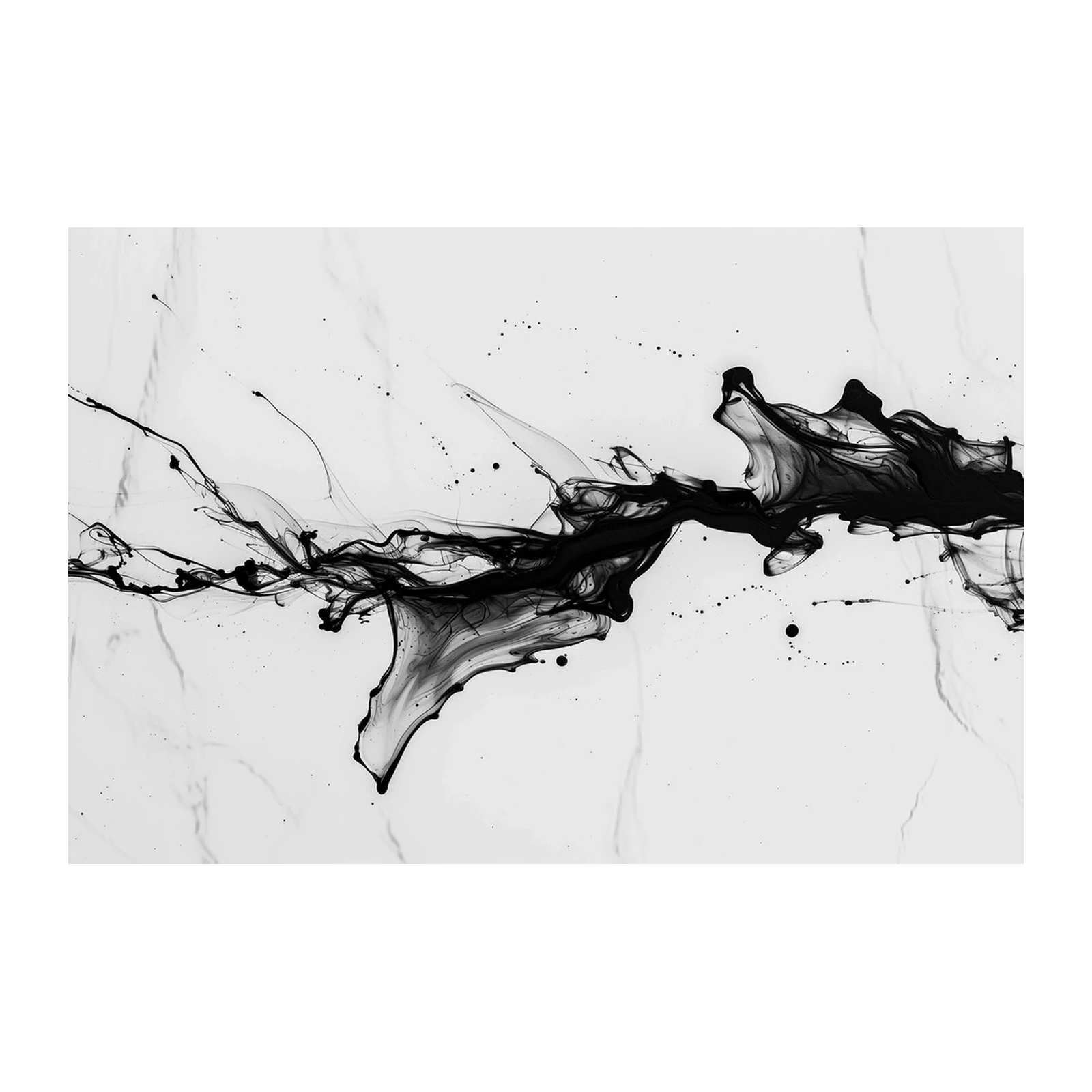 Abstract Black Ink Splash Wall Art