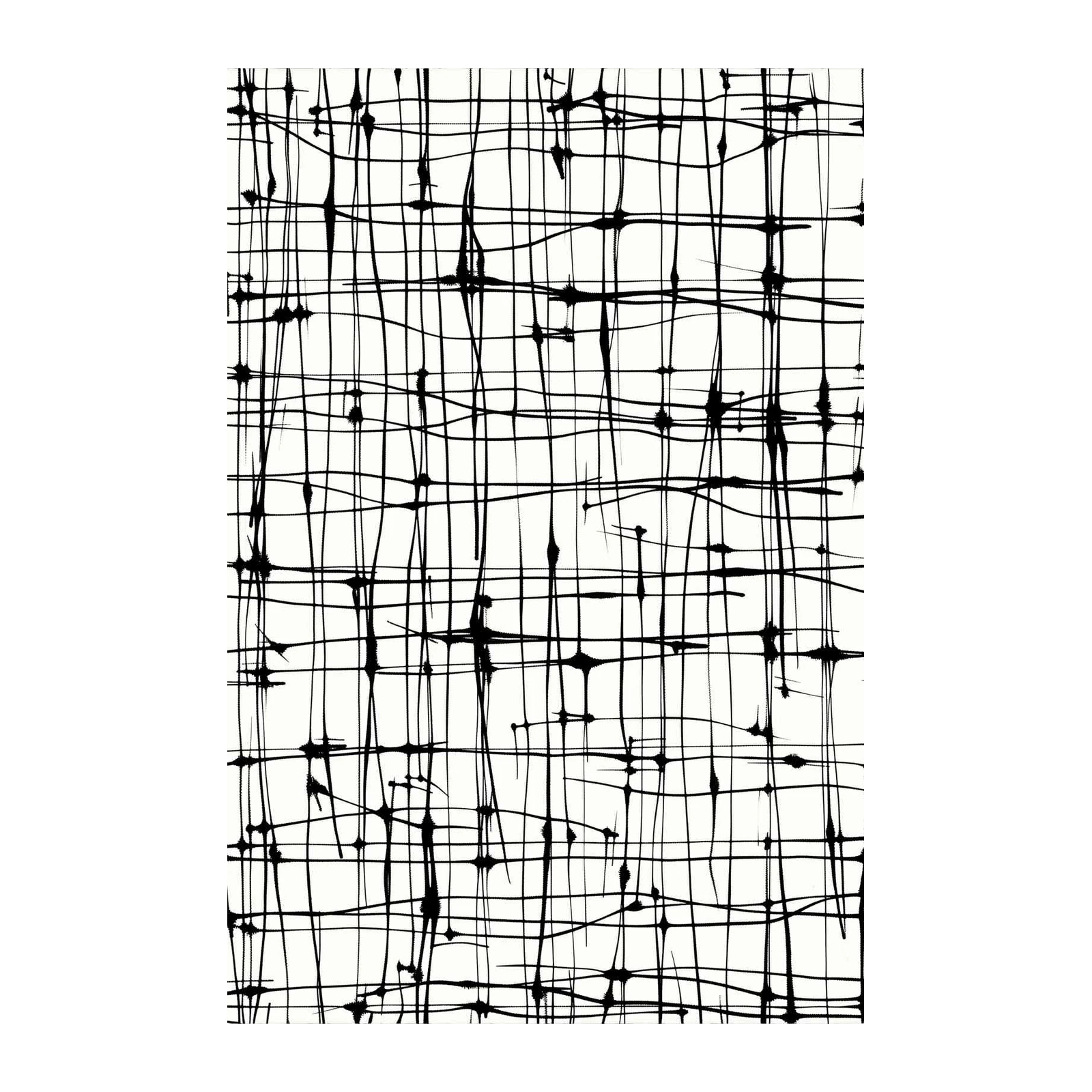 Modern Abstract Black & White Grid Wall Art