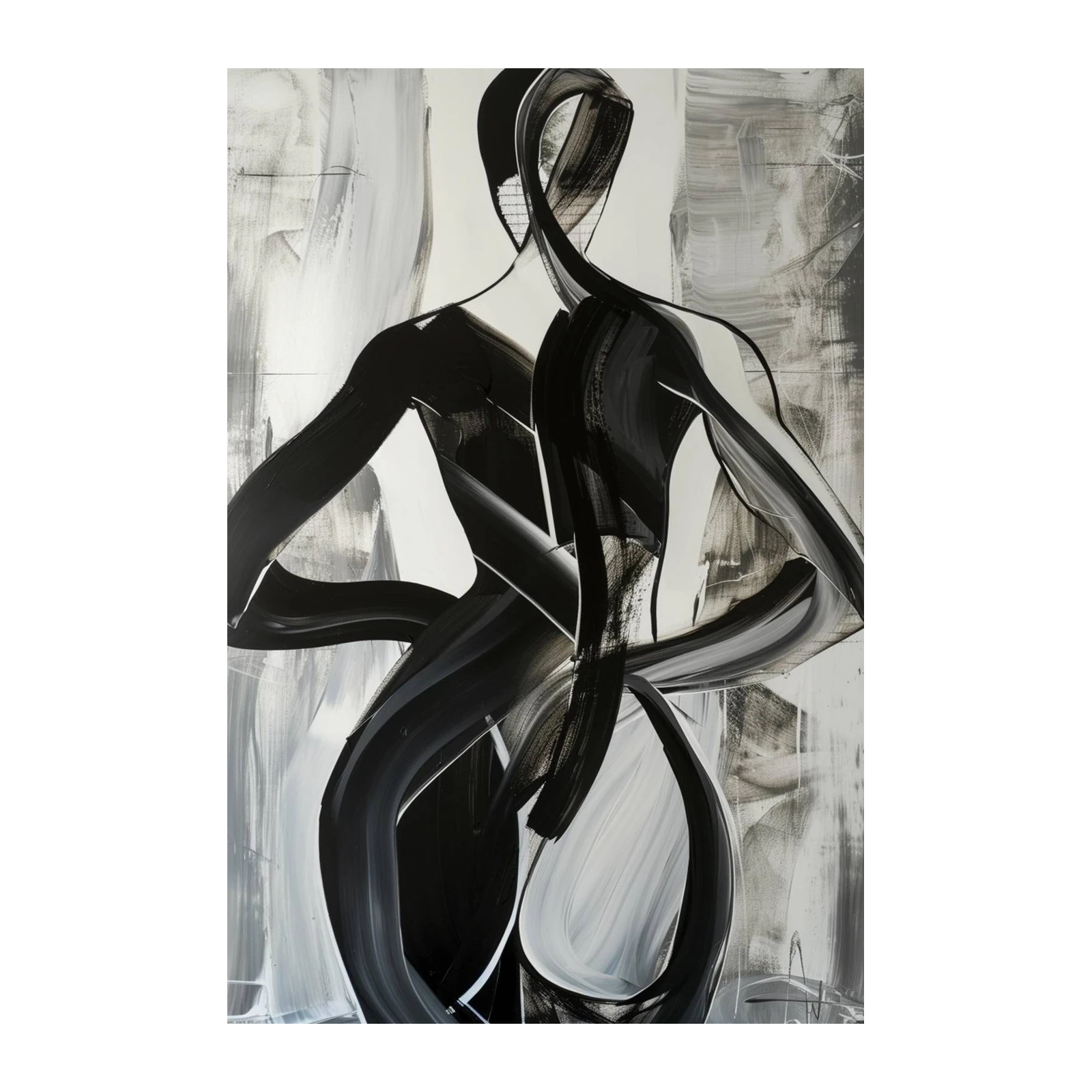 Abstract Figure Black & White Wall Art