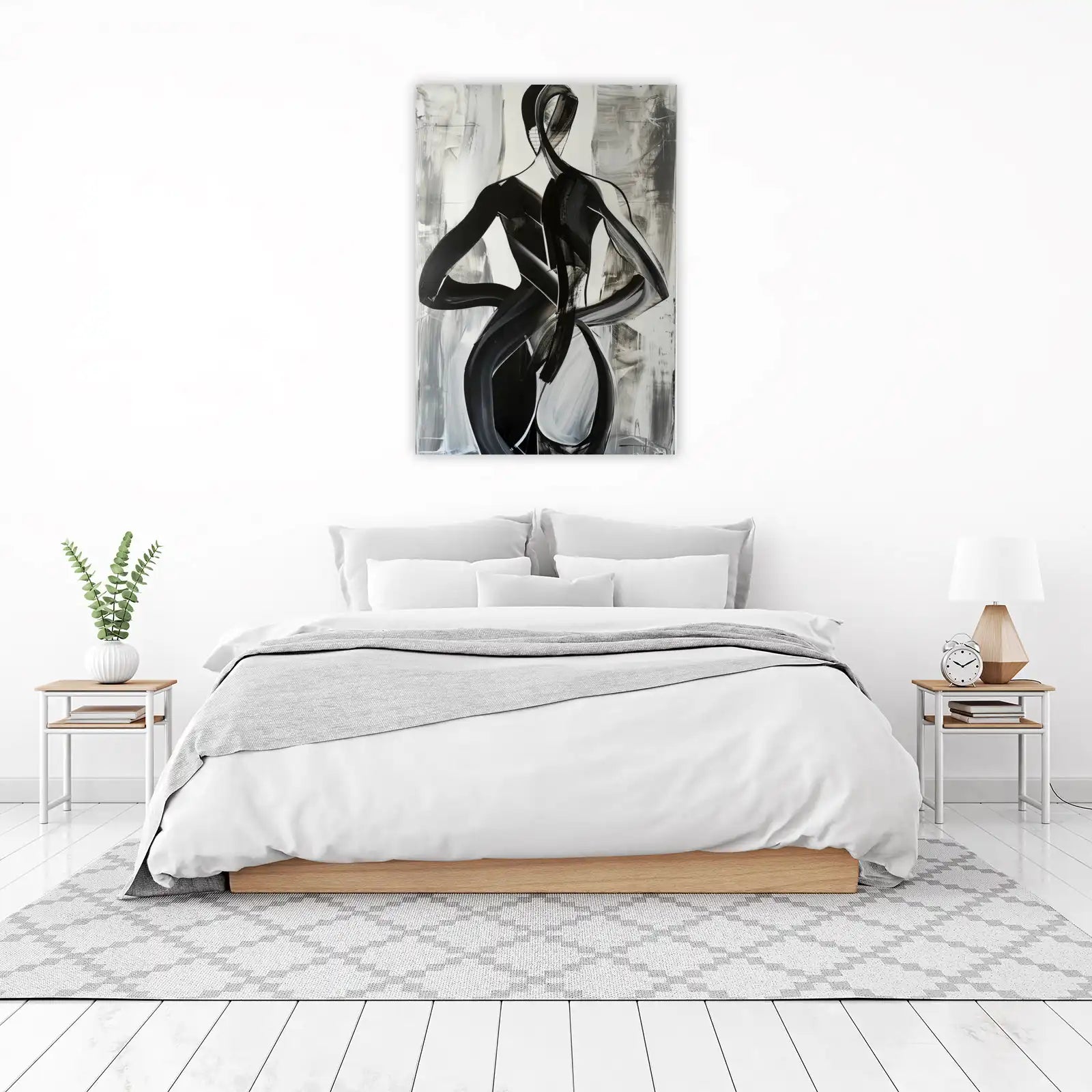 Abstract Figure Black & White Wall Art