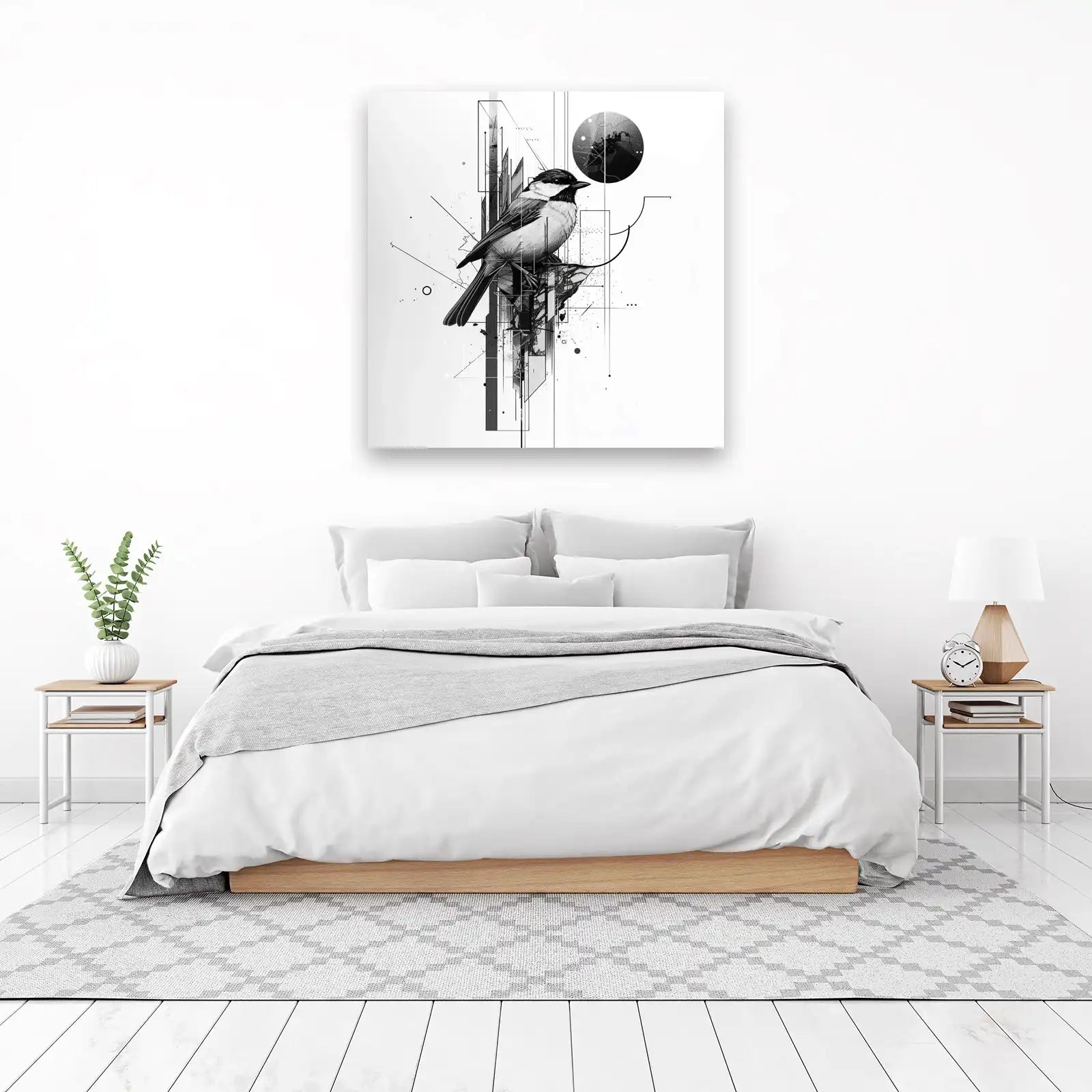 Geometric Bird Sketch Wall Art