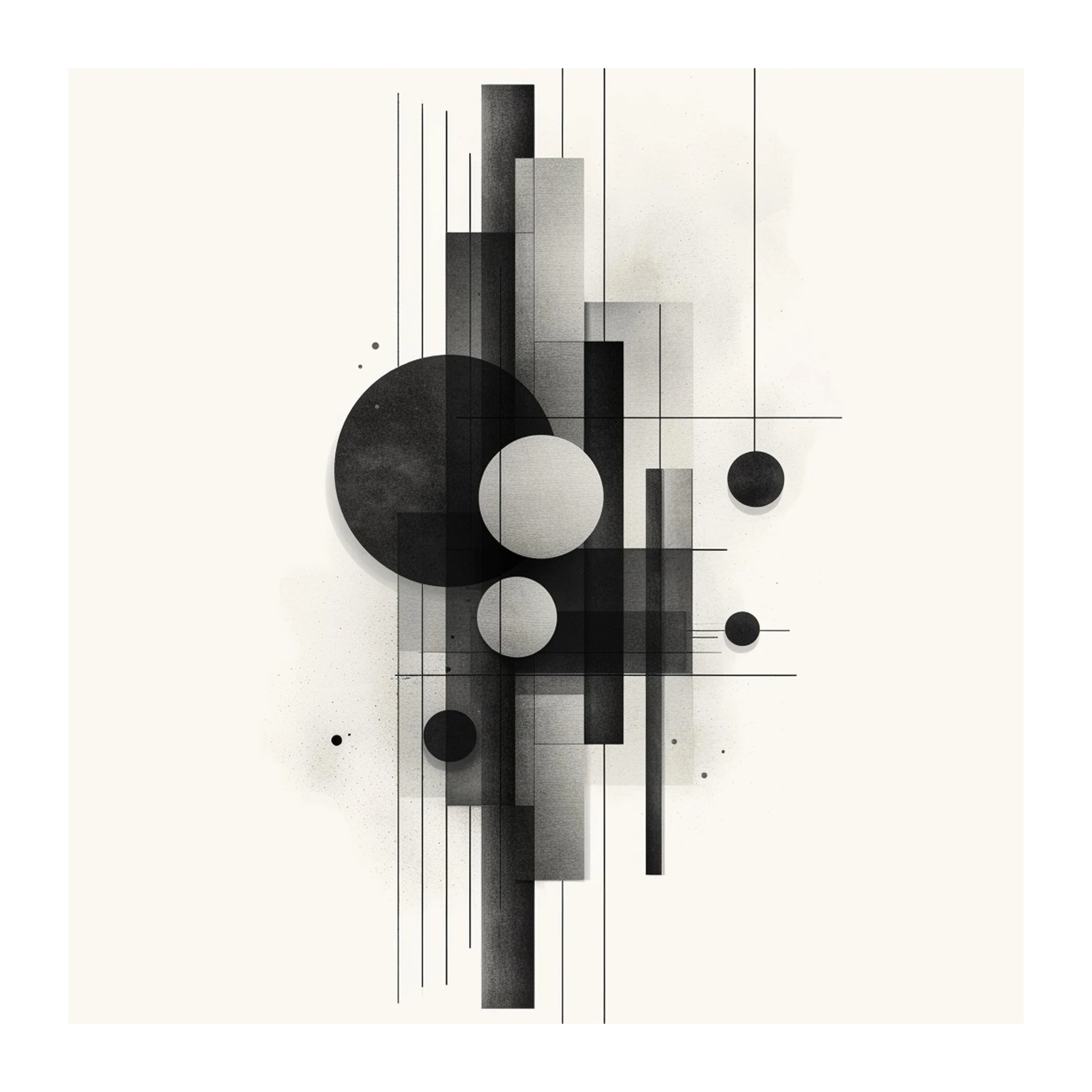 Abstract Geometric Mono Circles Rectangles Wall Art