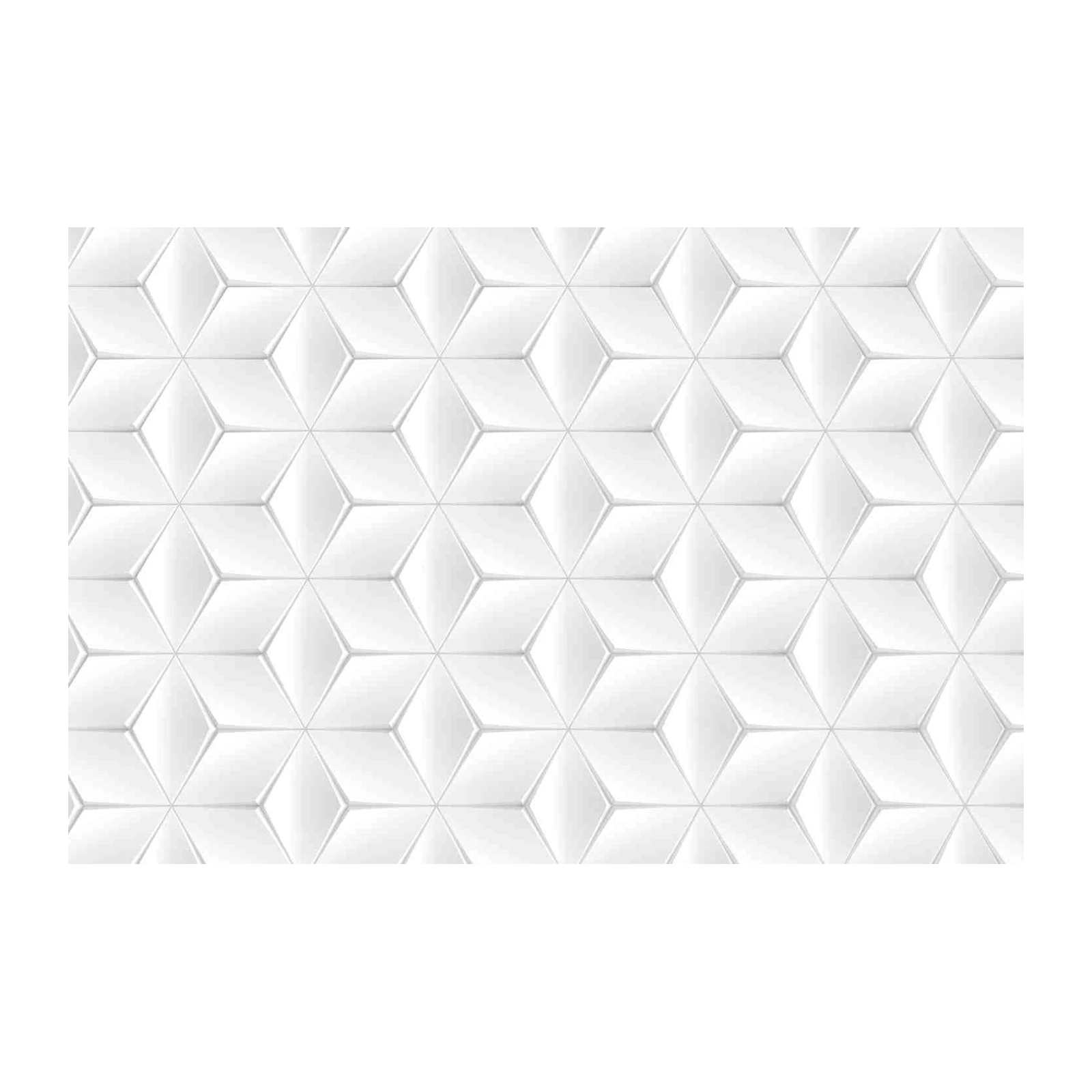 Geometric Cube Illusion White Wall Art