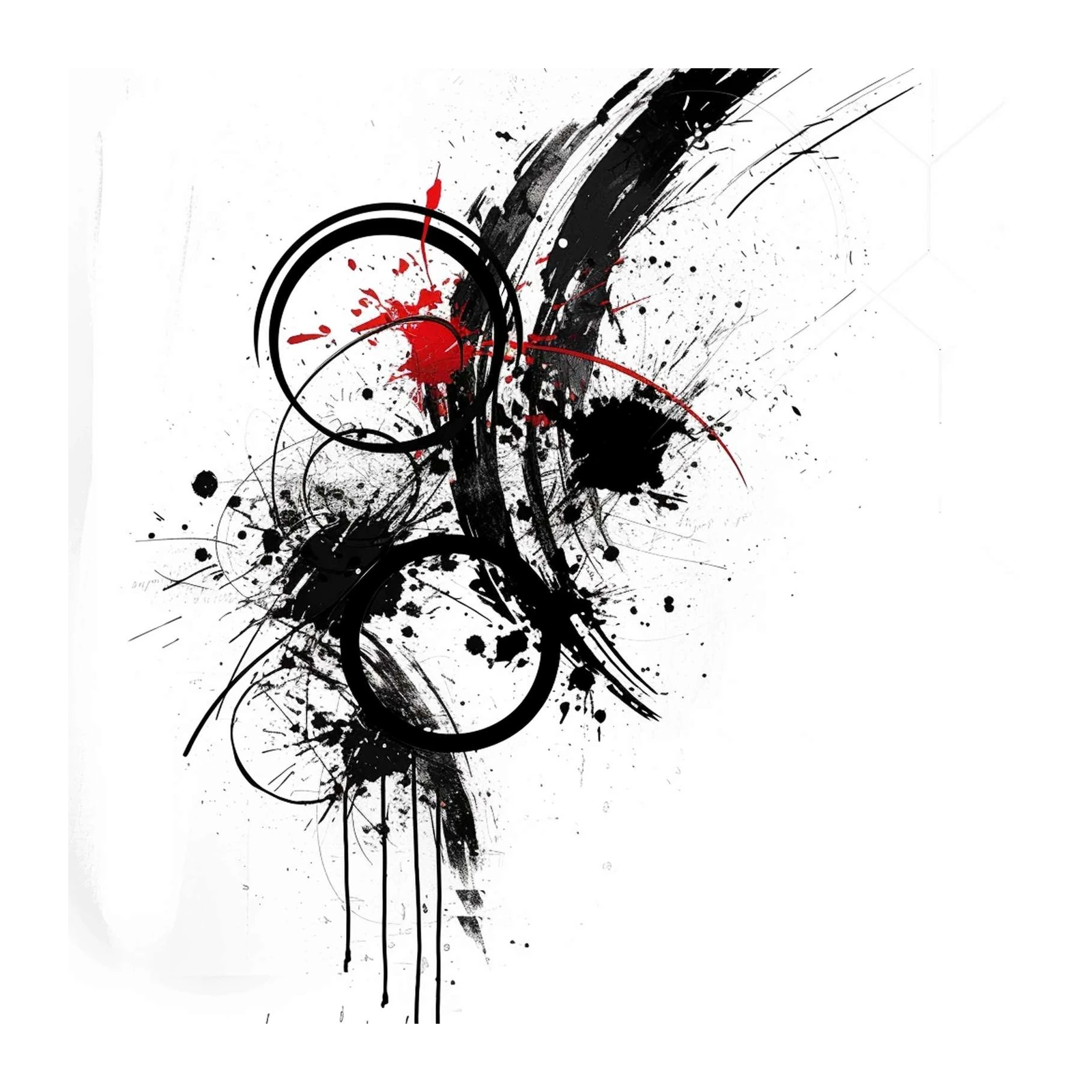 Bold Abstract Red & Black Splash Wall Art