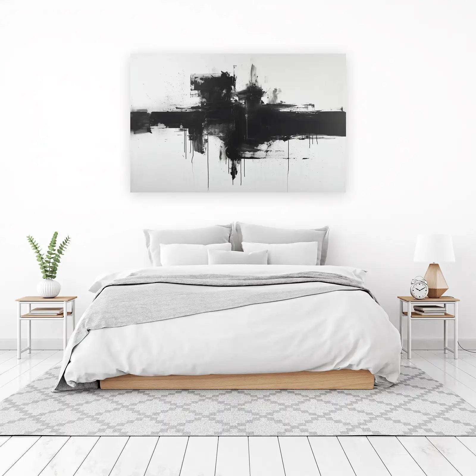 Bold Black & White Abstract Expressionist Wall Art