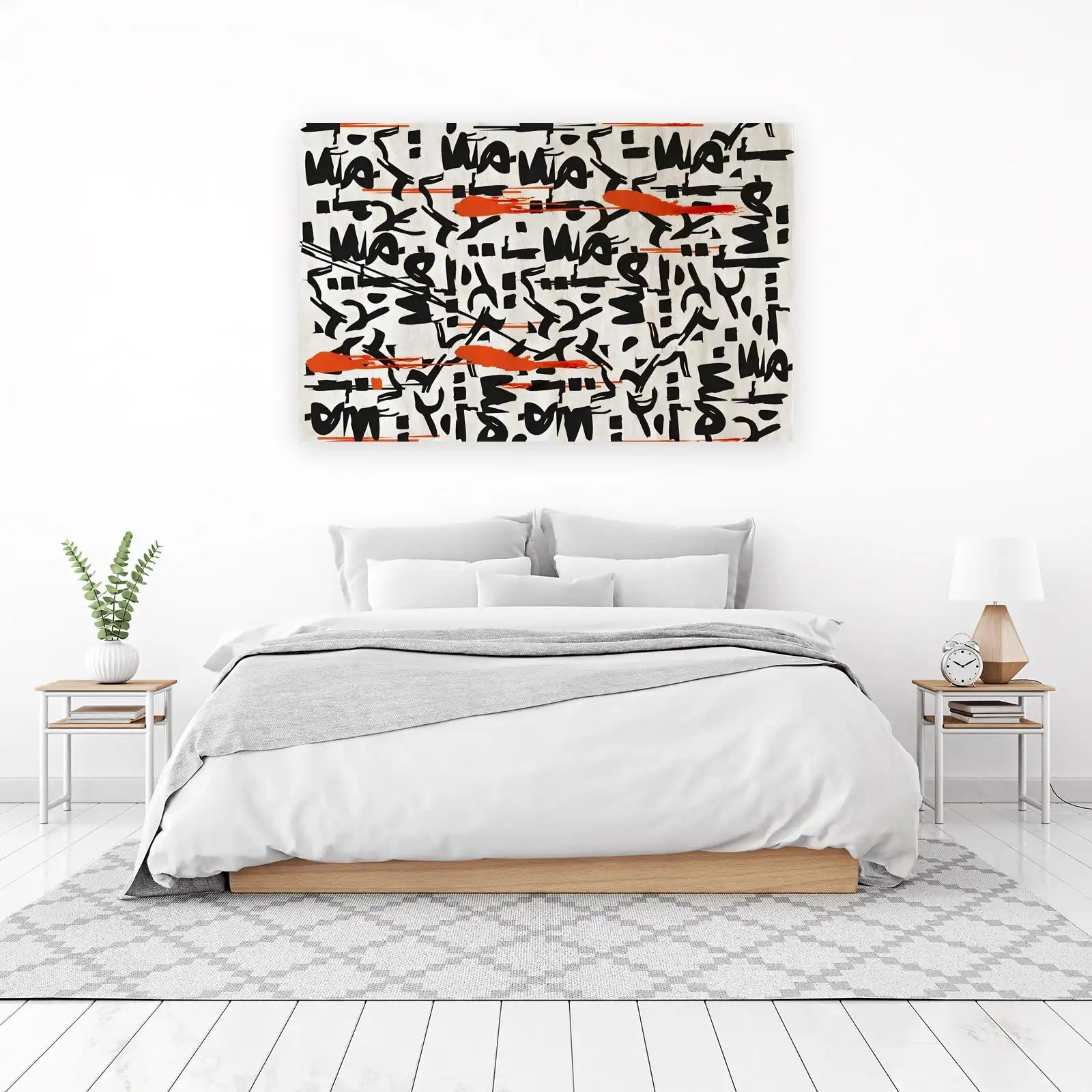 Bold Abstract Calligraphy Black & Orange Wall Art