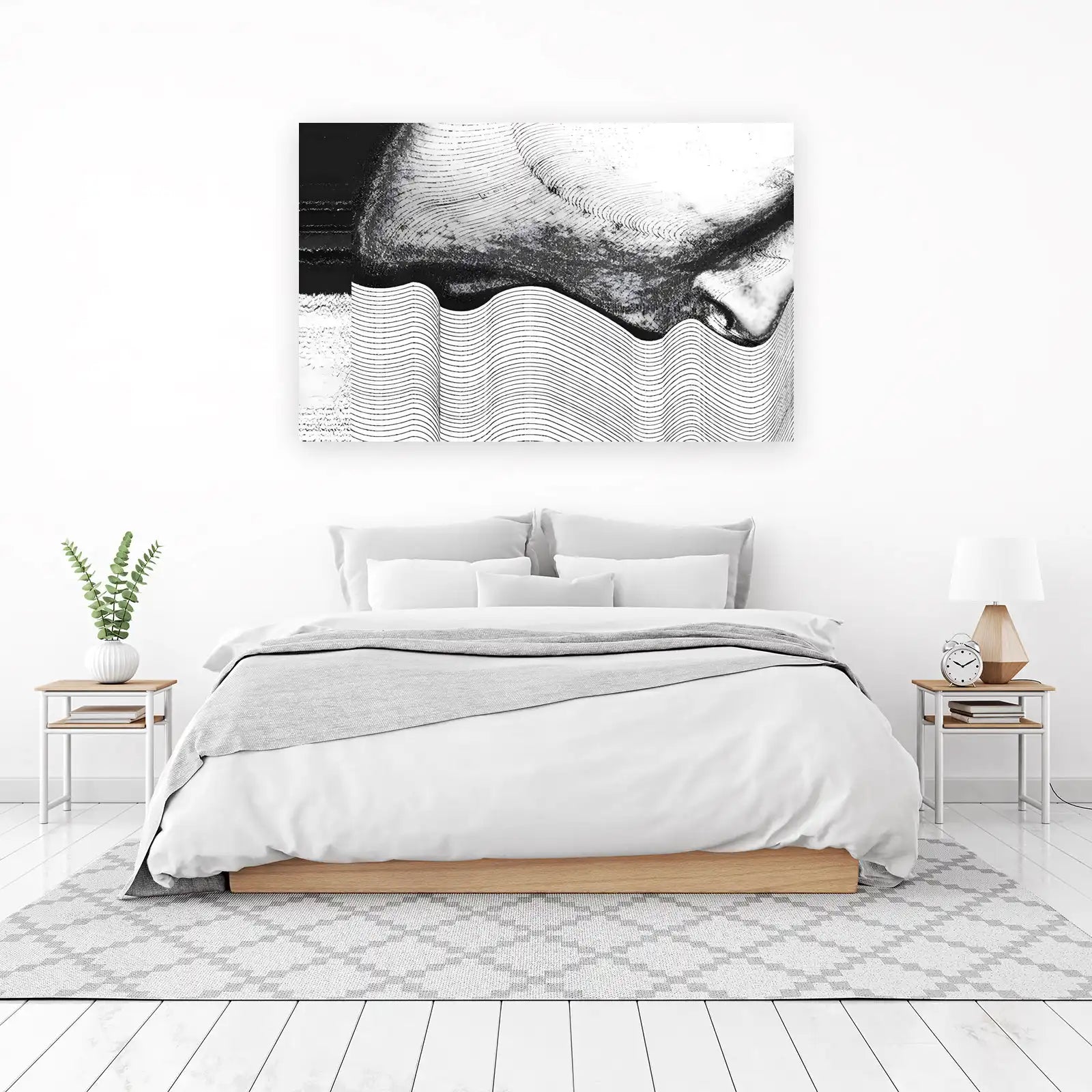 Abstract Contour Black & White Wall Art