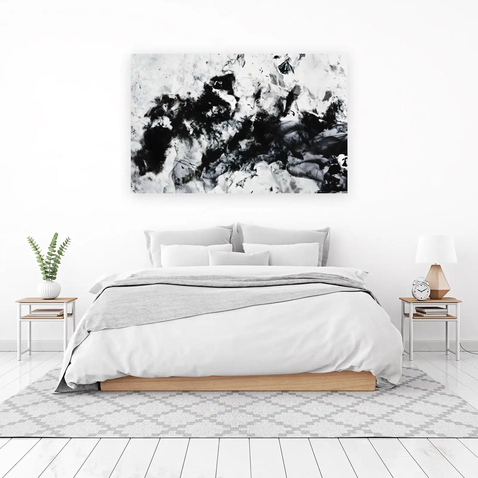 Abstract Black & White Ink Splash Wall Art