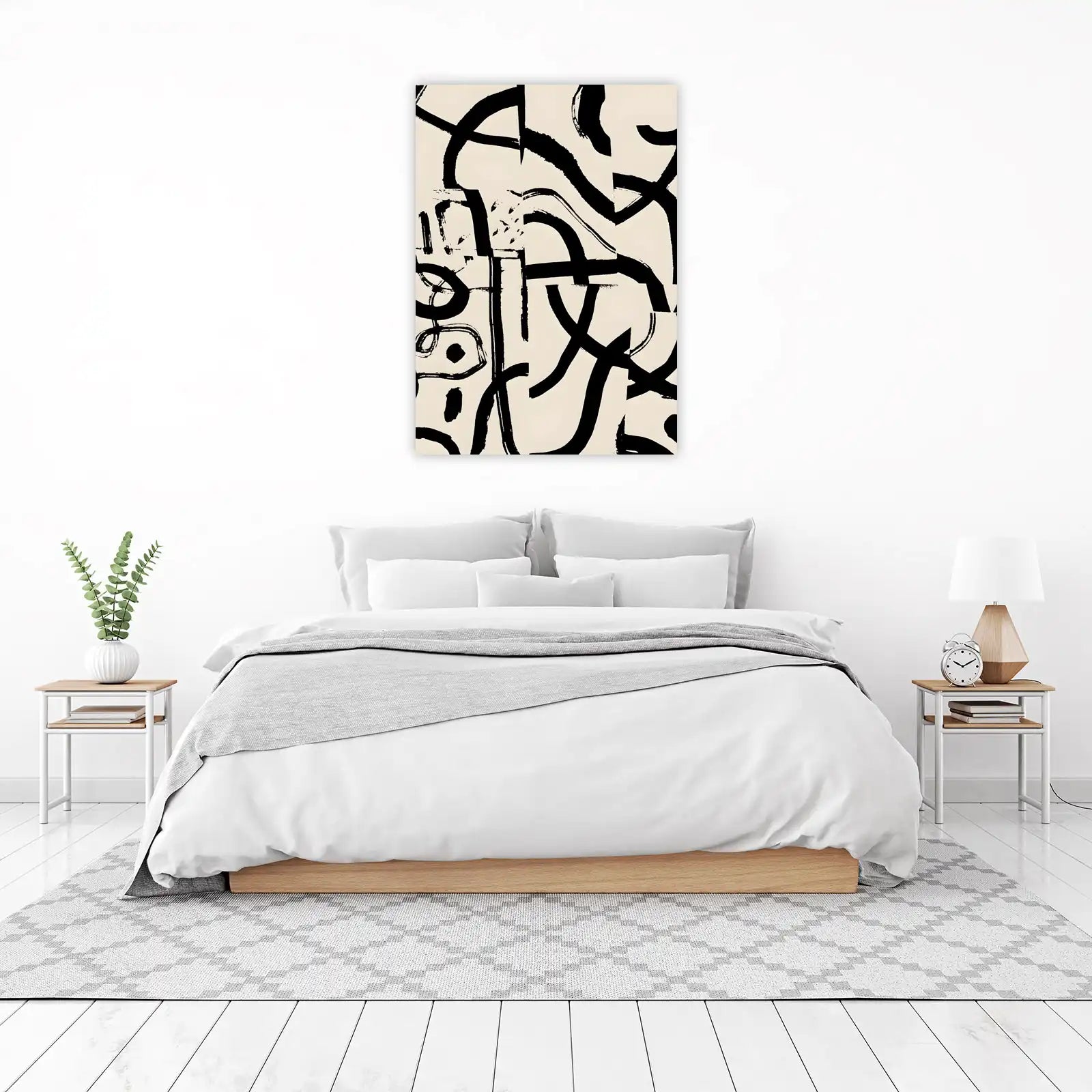 Abstract Brushstroke Black & White Wall Art