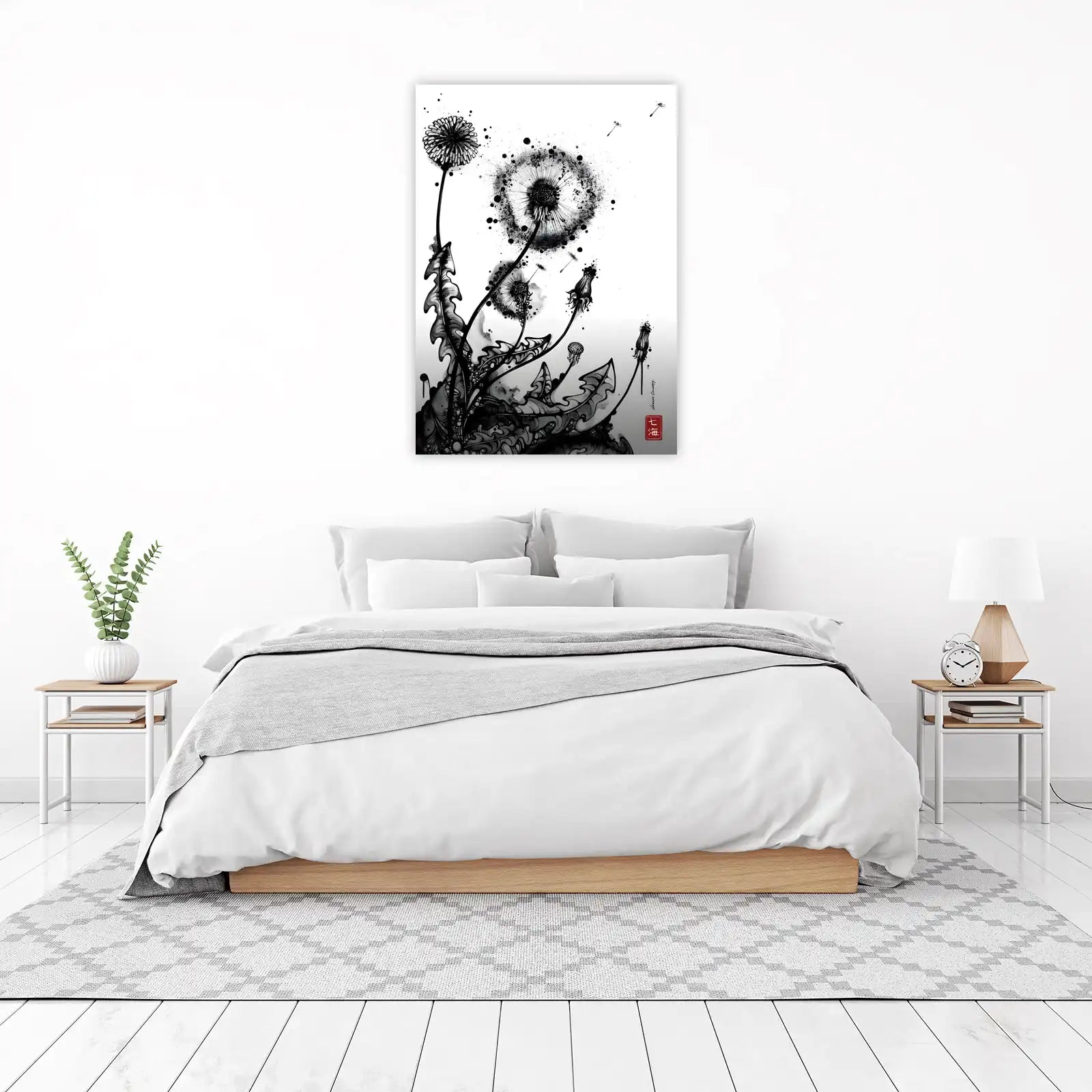 Ink Dandelion Bloom Wall Art | Modern Wall Art
