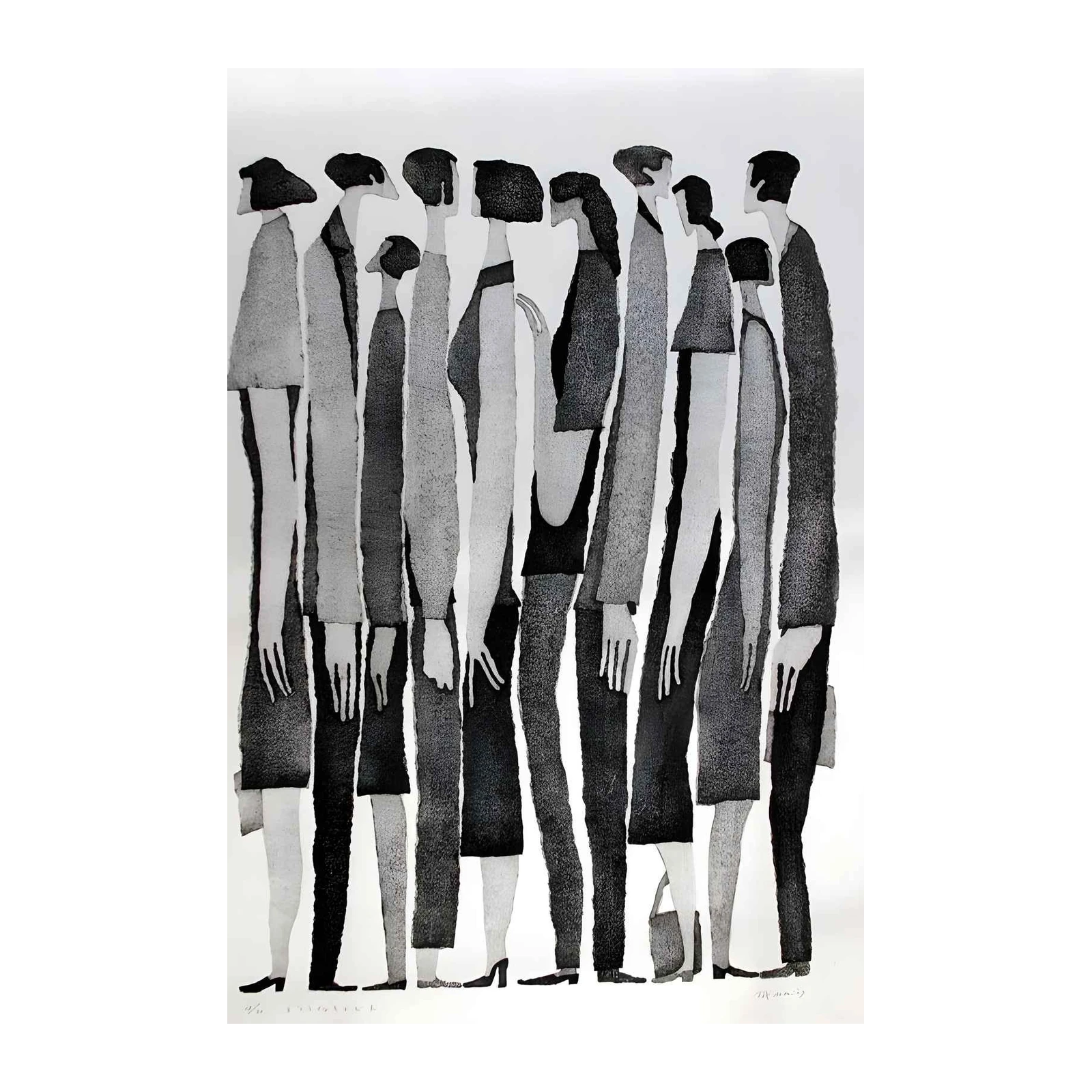 Abstract Figures Monochrome Wall Art