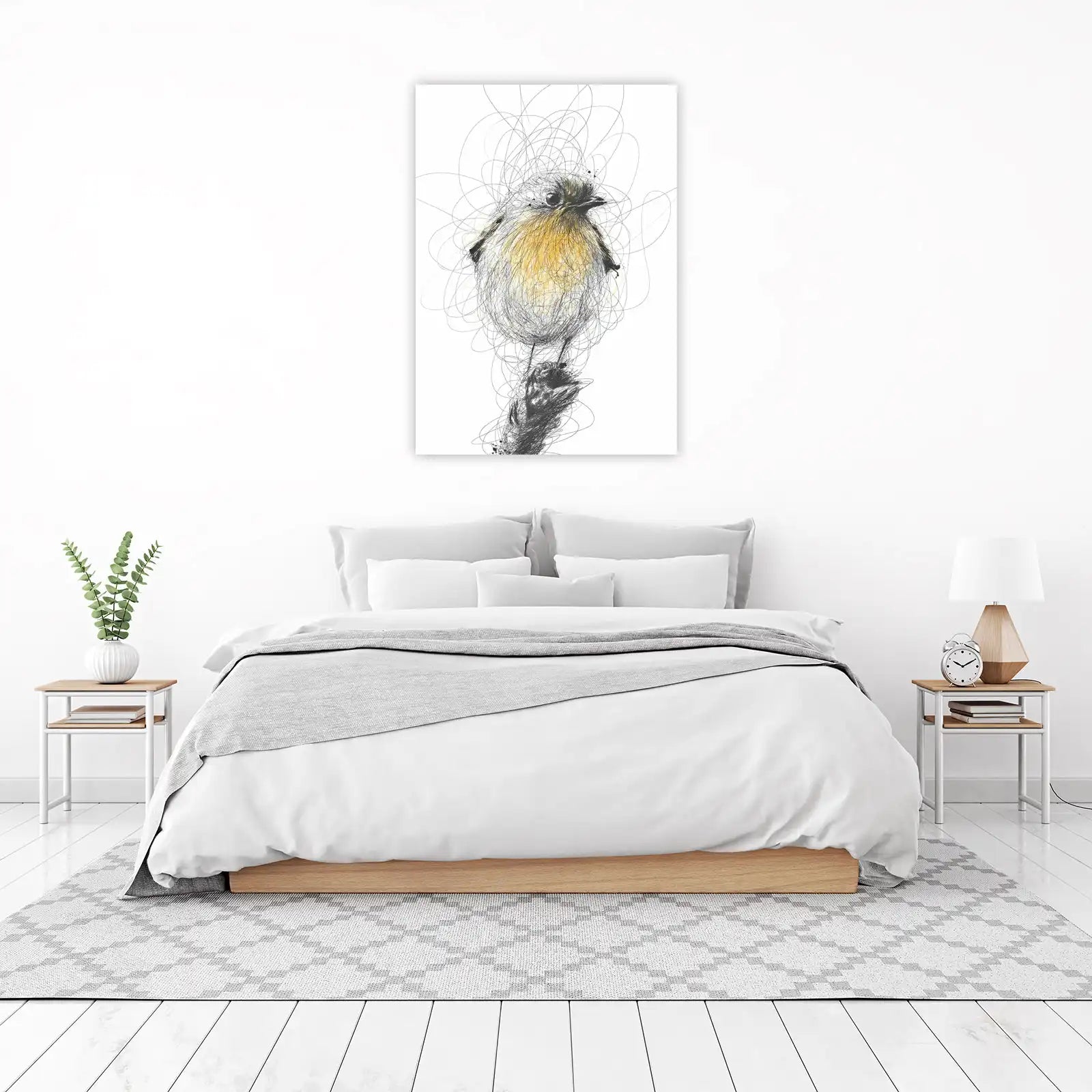 Whimsical Robin Scribble Art Wall Art