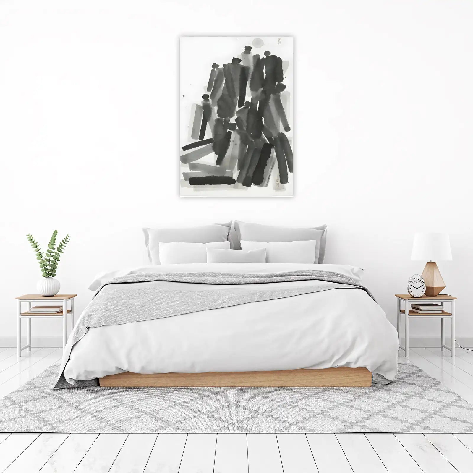 Abstract Figures Ink Wash Wall Art